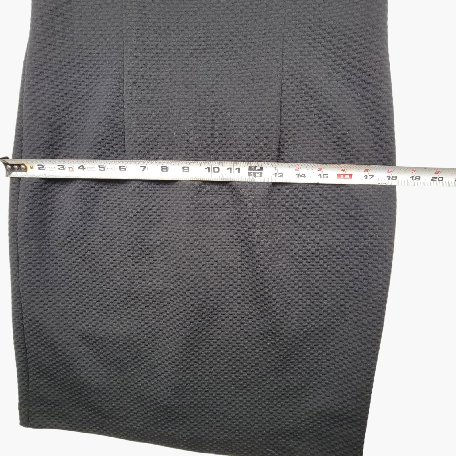 Calvin Klein Black Sheath Dress with Textured Fabric and Gold Zipper Accents