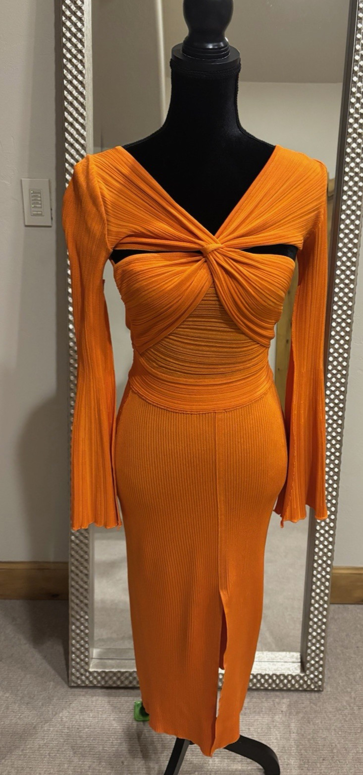 Antonino Valenti NWT Orange Bodycon Midi Delfina Dress EU 42, US 6 Retail $1,250