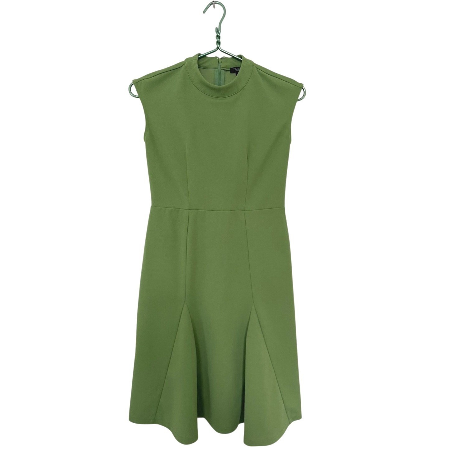 Ann Taylor Green Mock Neck Sleeveless Fit Flare Sheath Midi Dress Petite 00P