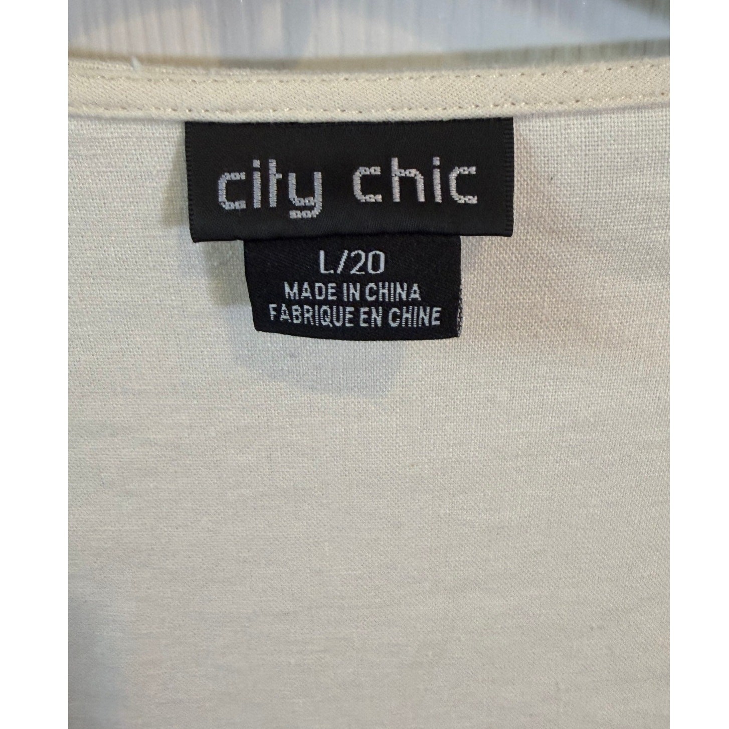 City Chic Linen Cotton Button Front Midi Dress Ivory Plus Size 20