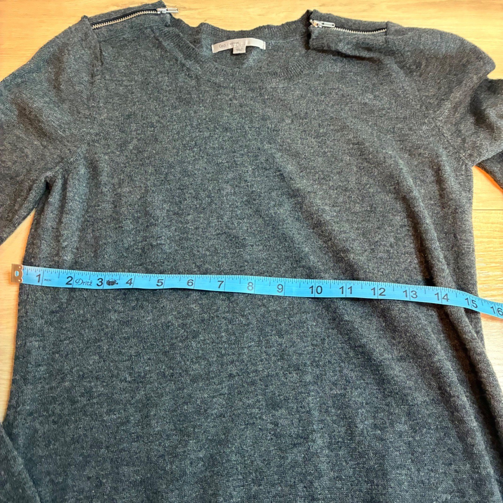 Gap Womens Charcoal Gray Wool Cashmere Blend Shoulder Zip Sweater Dress Medium