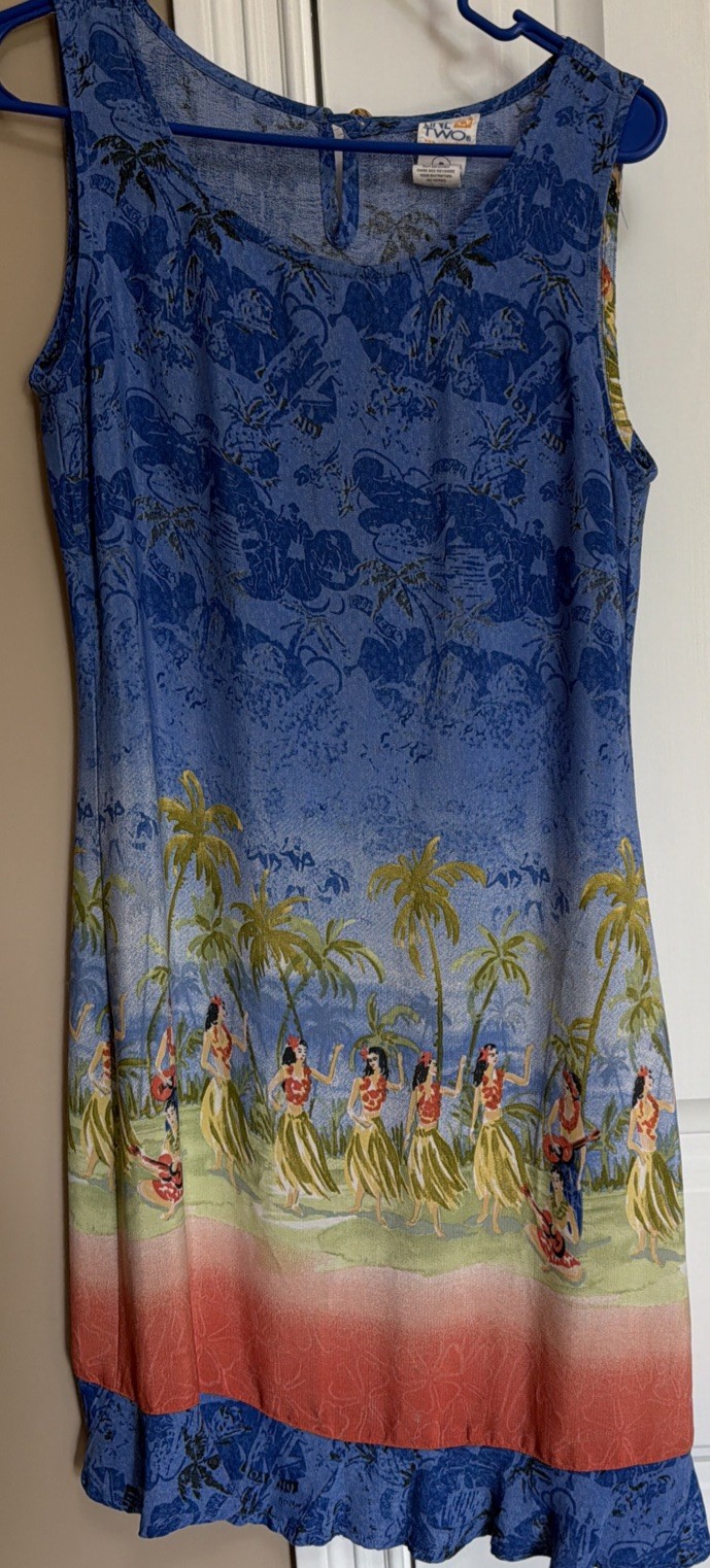 Line Two hula girls tropical print dress-ladies size S