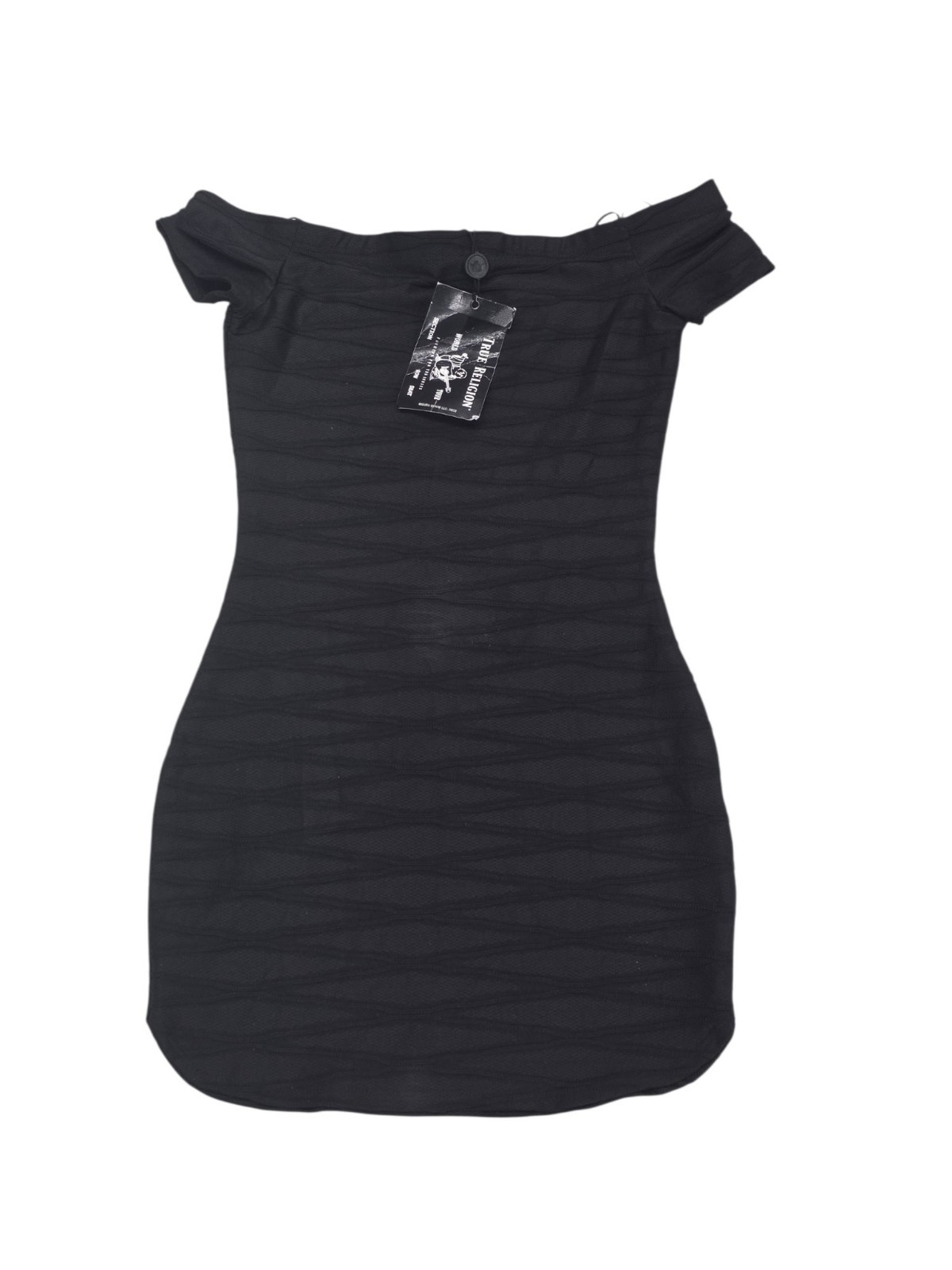 True Religion Black Off The Shoulder Bodycon Dress Size M NWT