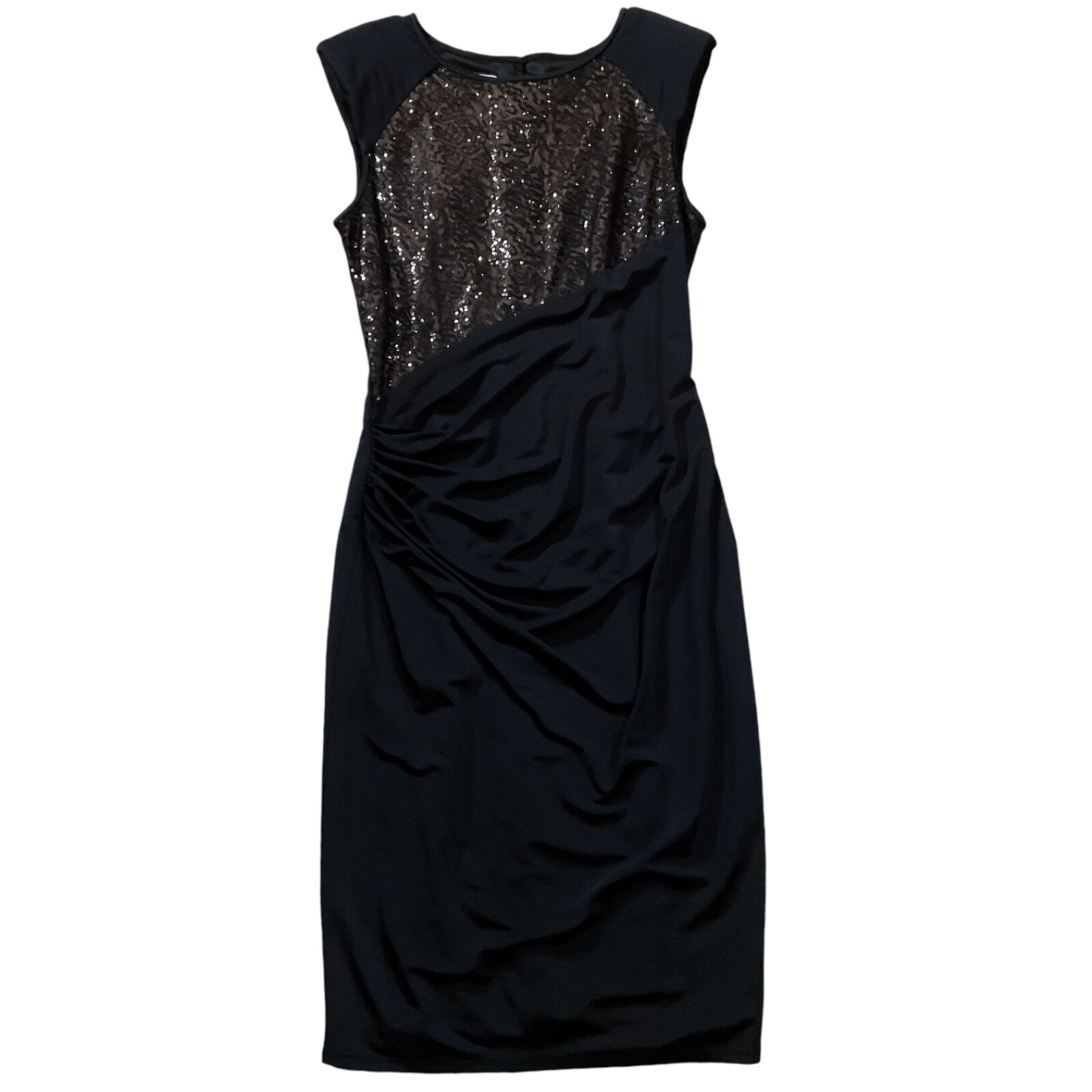 Anne Klein Womens Dress sz 8 Black Sheath Dinner Evening Stretch Lined Back Zip
