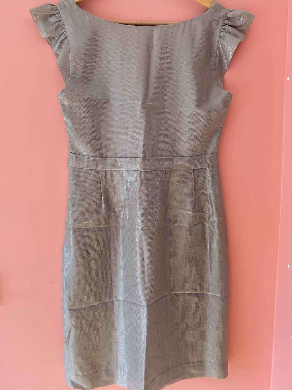 Cacharel ladies silver/grey shiny style Dress – Size 1 Small UK 8