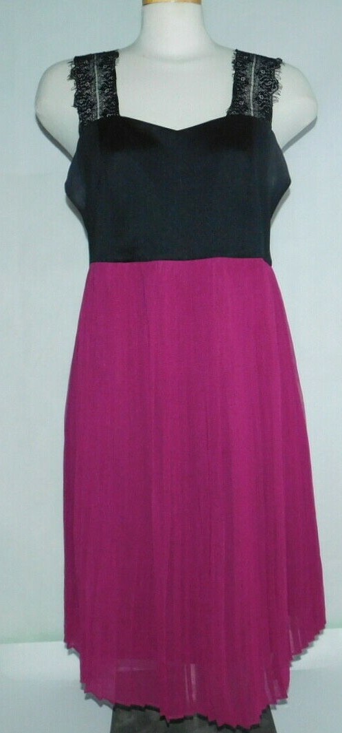 ASOS Maternity Dress Pleated Skirt Burgundy Black Sleeveless Party sz US 8 UK 12