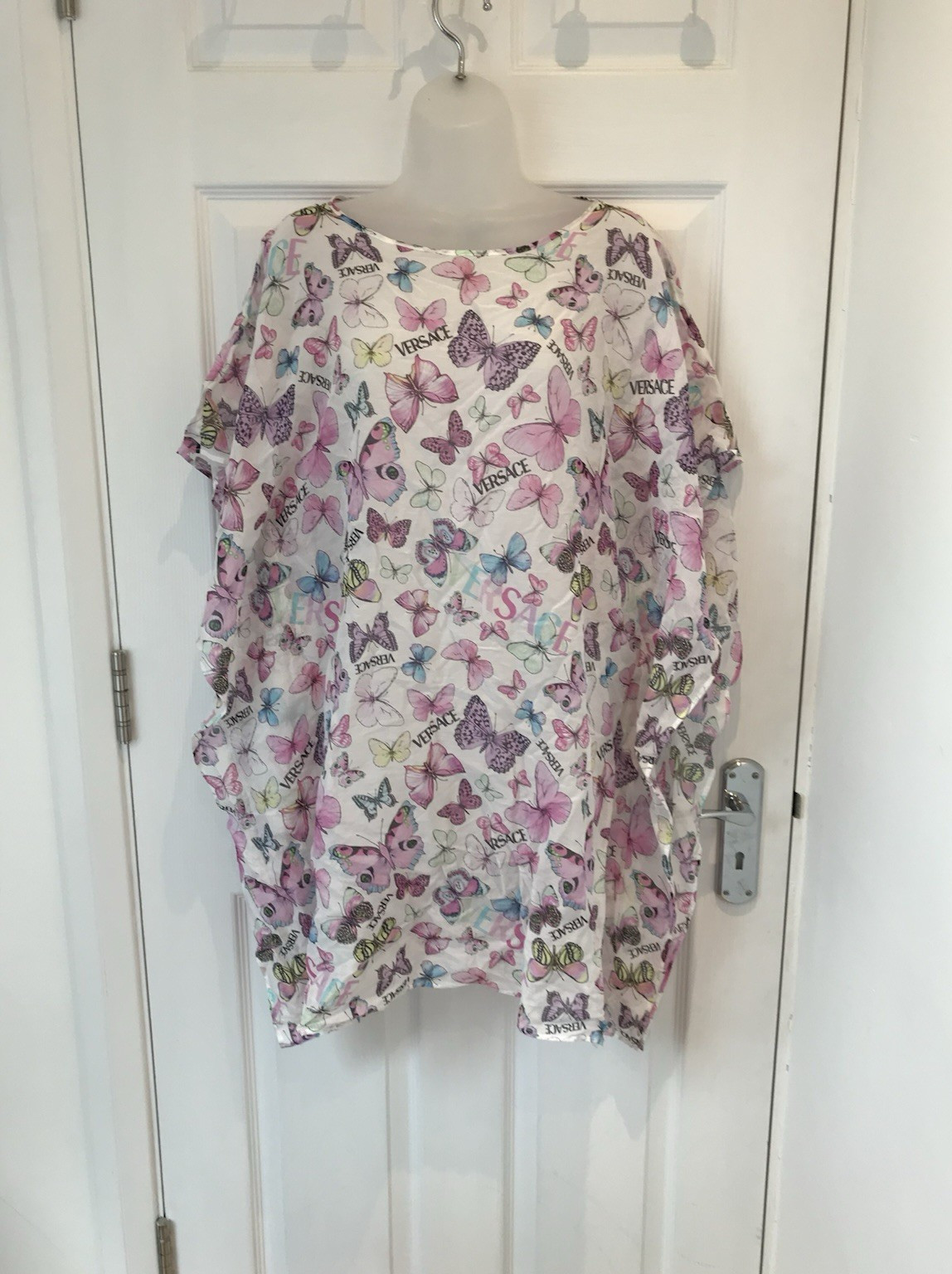 Versace Butterfly Kaftan Dress Cover Up Silk Cotton Beach Summer 6 8 10 12 14 16