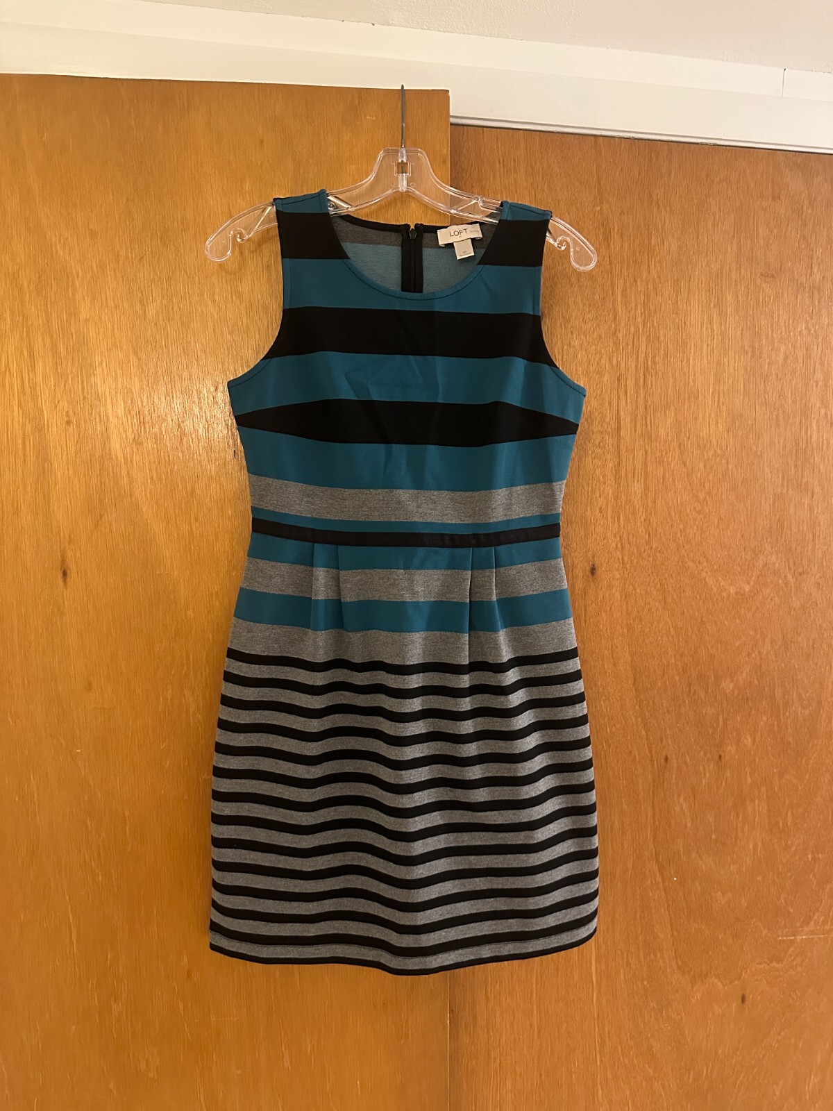 LOFT Dress – Black Gray and Turquoise Size 4P