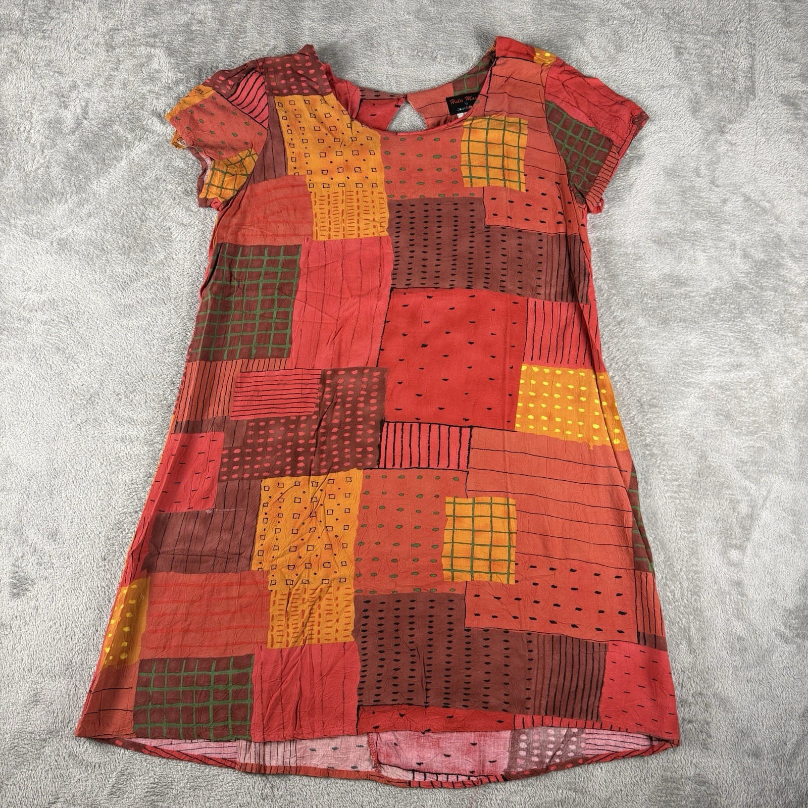 RARE Jams World Hula Moon Watercolor Abstract Patch Work Women’s XL Dress