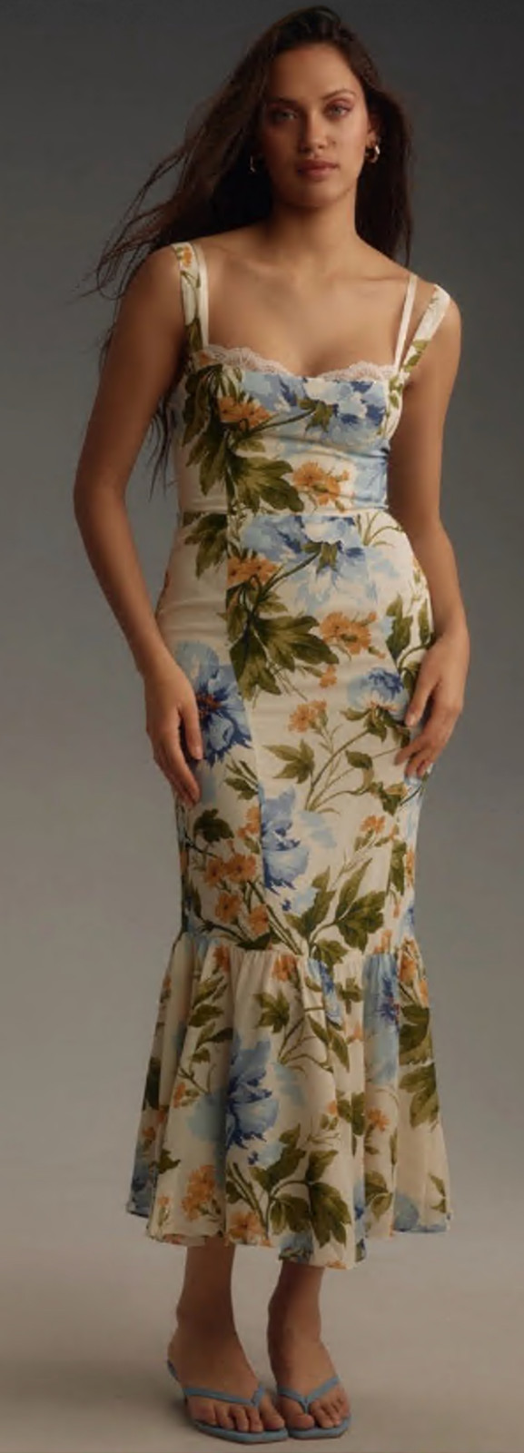 Reformation Irisa Women’s Floral Sleeveless Midi Trumpet Dress Botanist Size 10