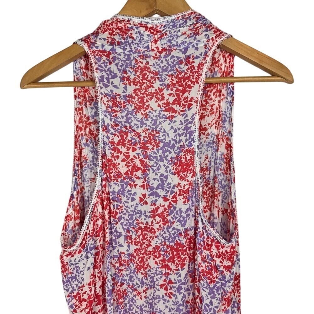 Poupette St Barth Mini Dress Womens Sz M Multicolor Floral Sundress Boho Beach