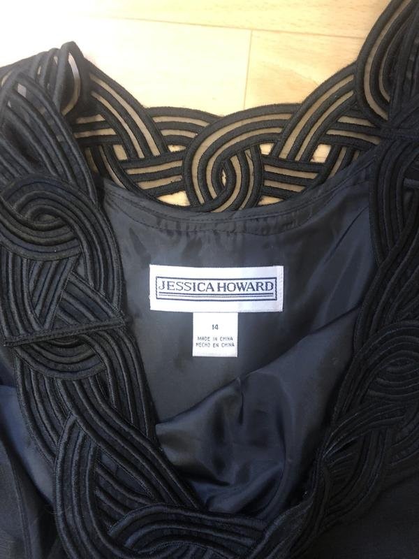 Women American Vintage Dress Black Linen Silk 40 /