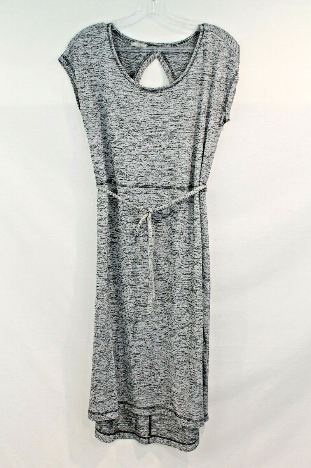 T by Talbots Dress size S Heather Black Round Neck Keyhole Back Belted Popover
