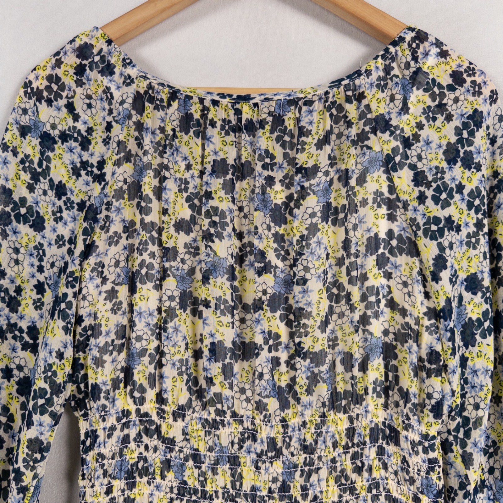 Figueroa & Flower Midi Dress Sz Small Floral Tiered Button Front Smocked Peasant