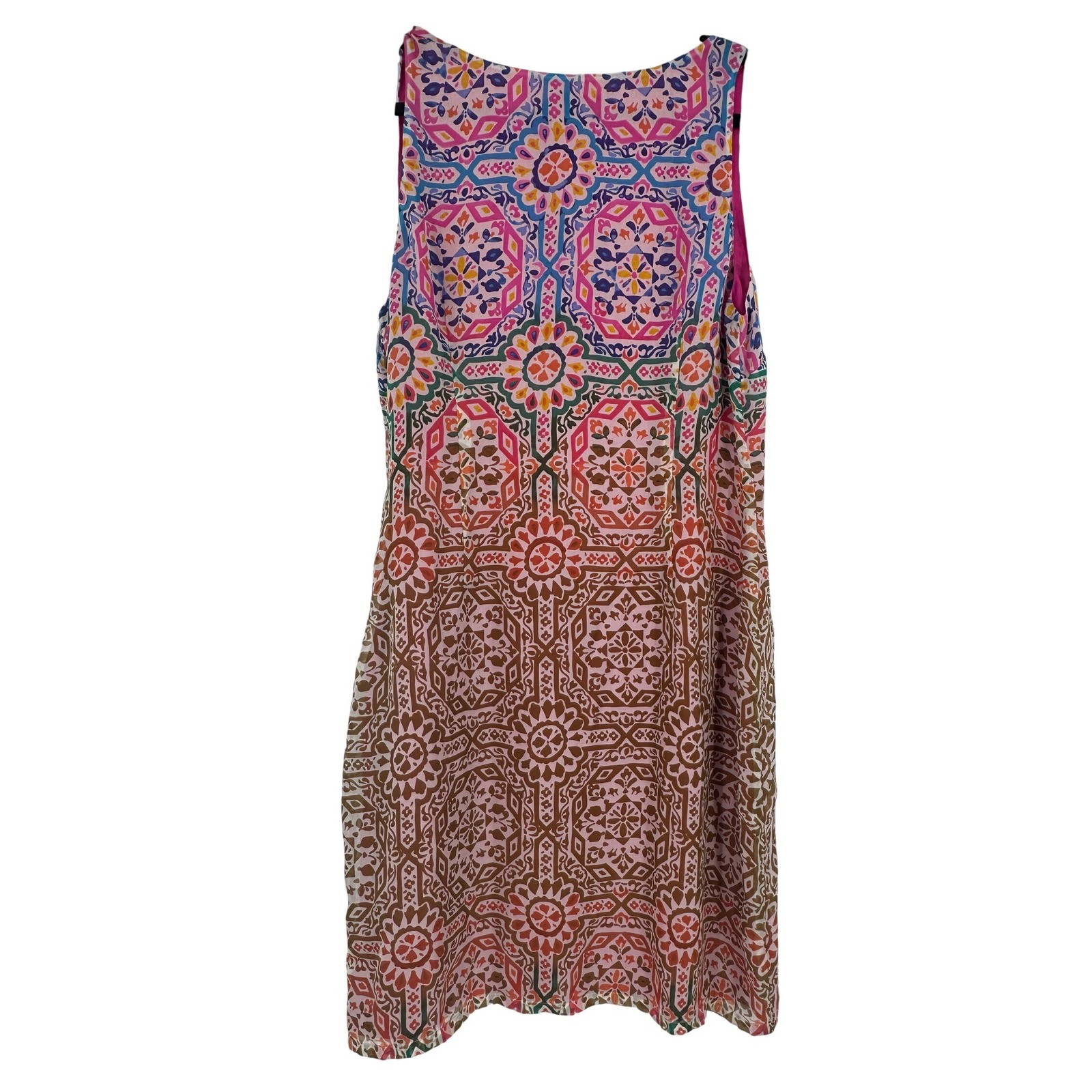 Presley Skye 100% Silk Geometric Medallion Print Shift Dress XL NC1536-J1099