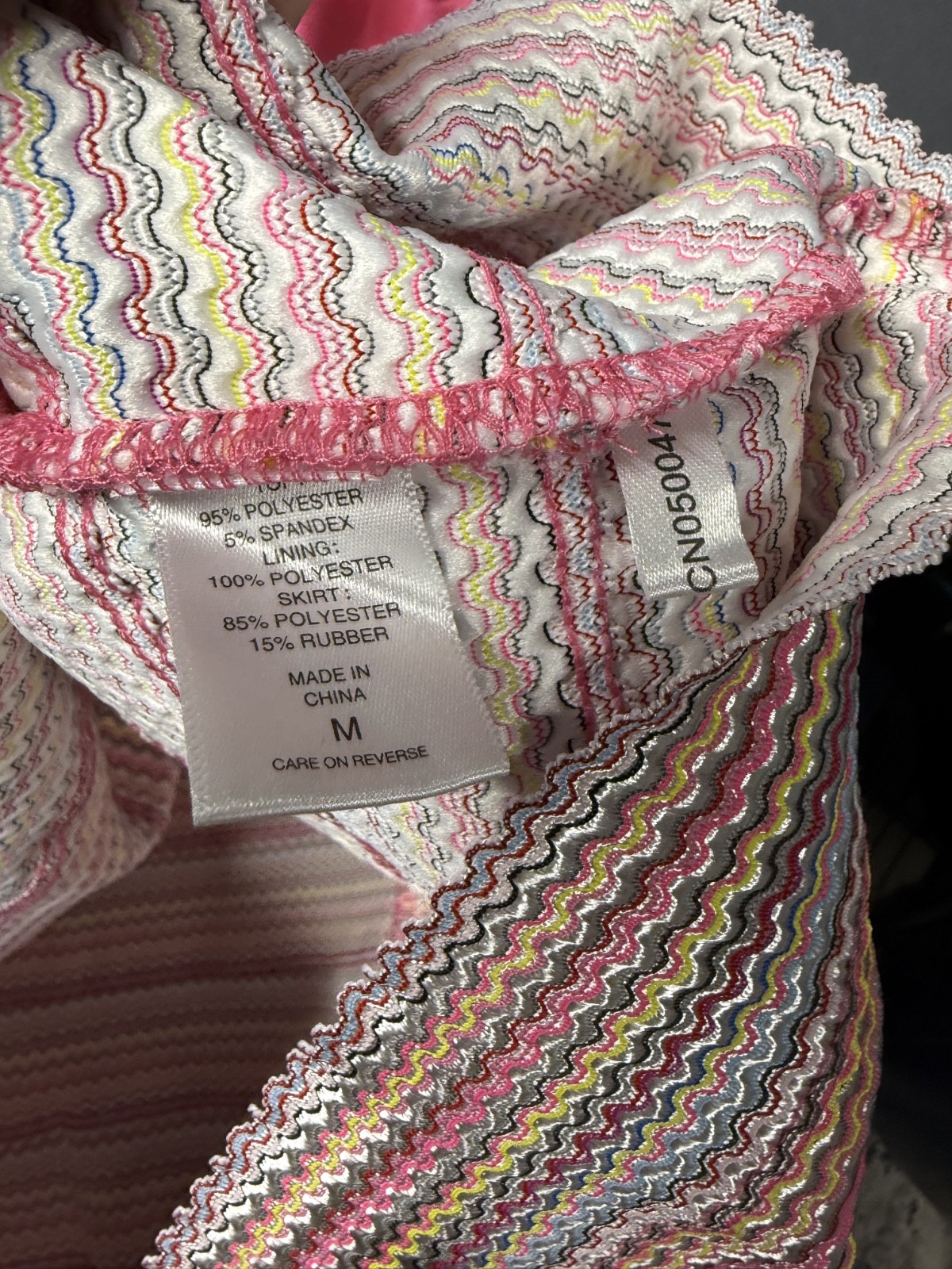 NWT New York & Company Pink & Multicolor Textured Zig Zag Mini Fit & Flare Dress