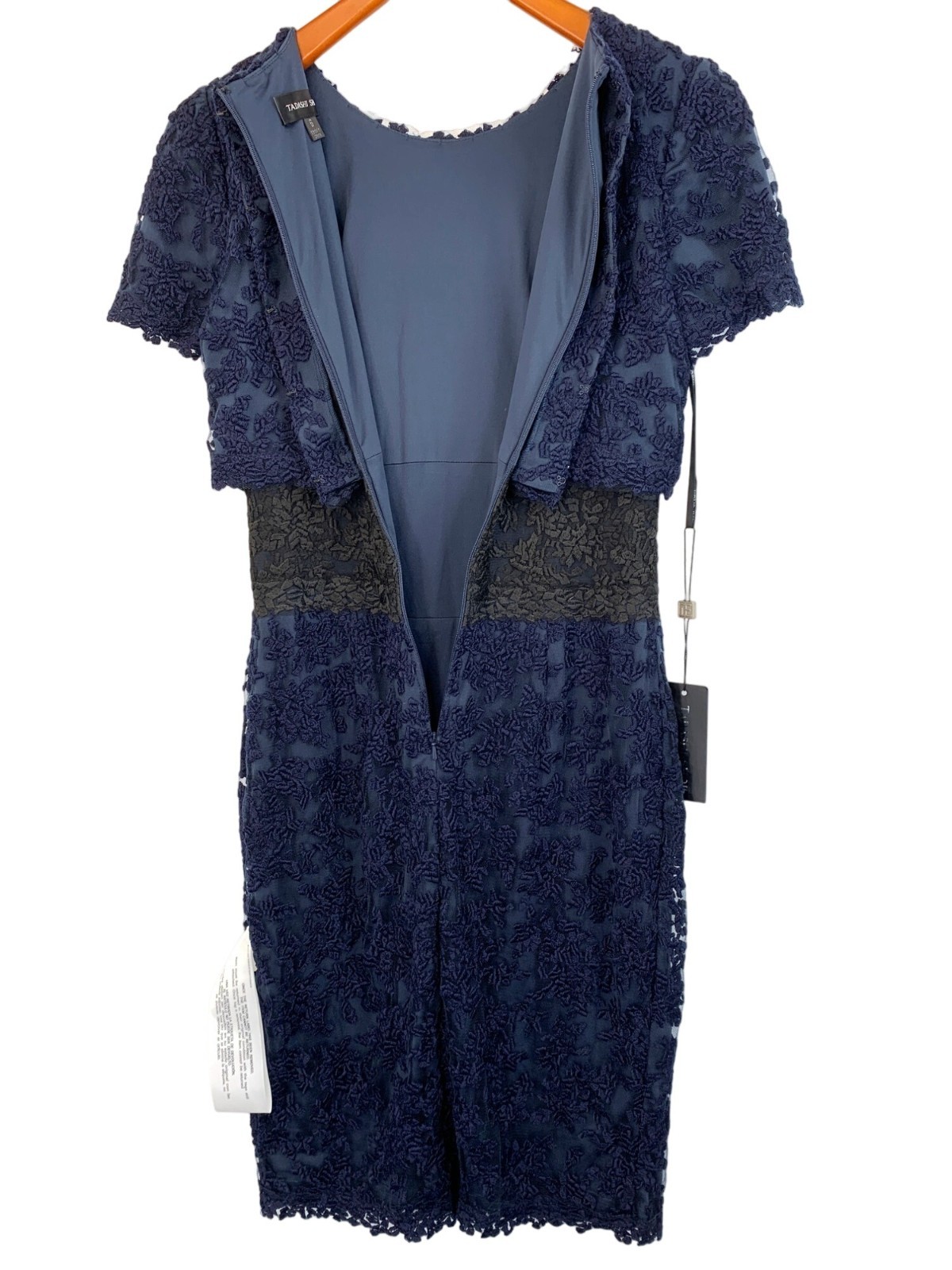NWT Tadashi Shoji Mesh Lacy Overlay Pencil Dress Size 6 S Stretch RDD10676