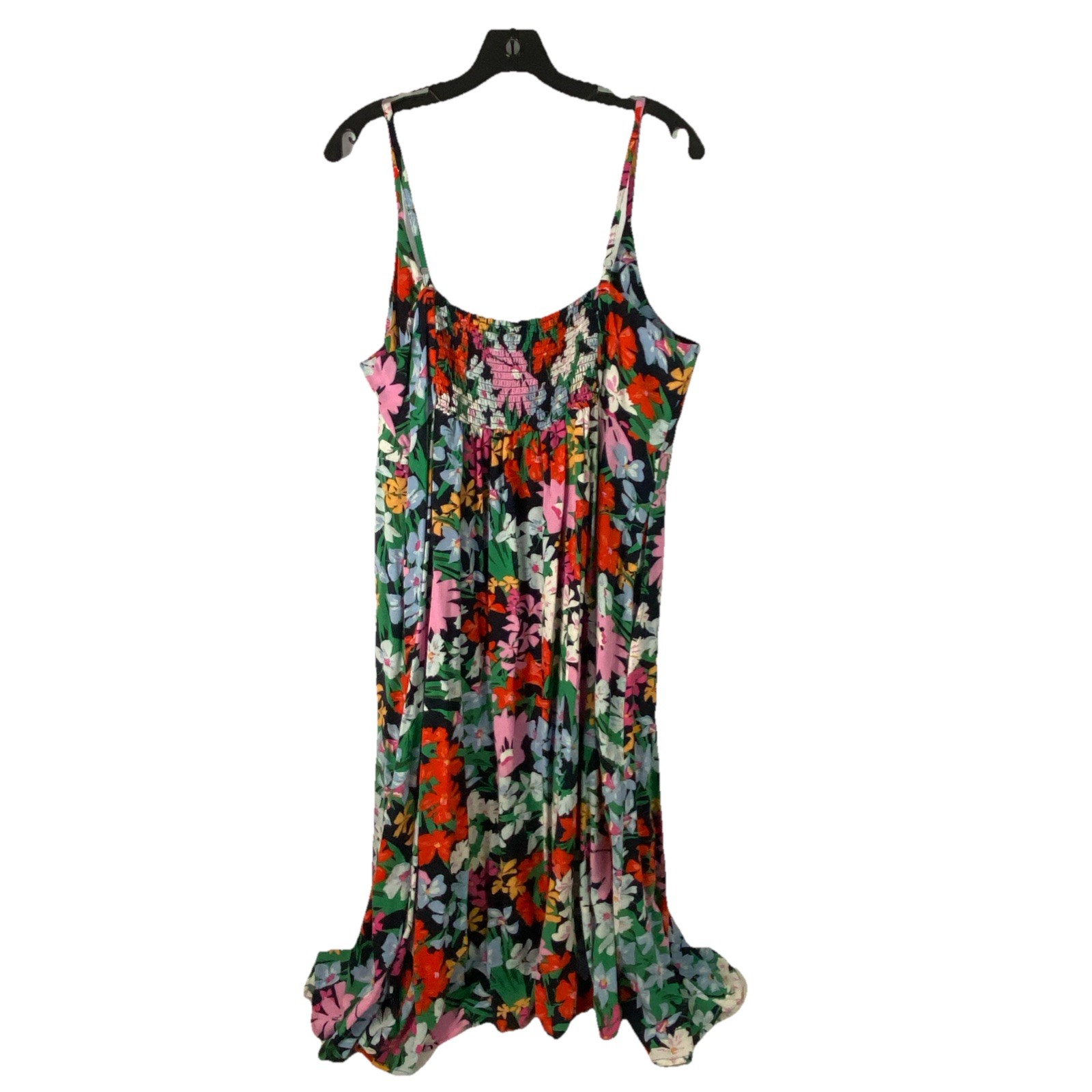 Old Navy Womens 2X Tropical Travel Boho Floral Shoulderless Strap Dress