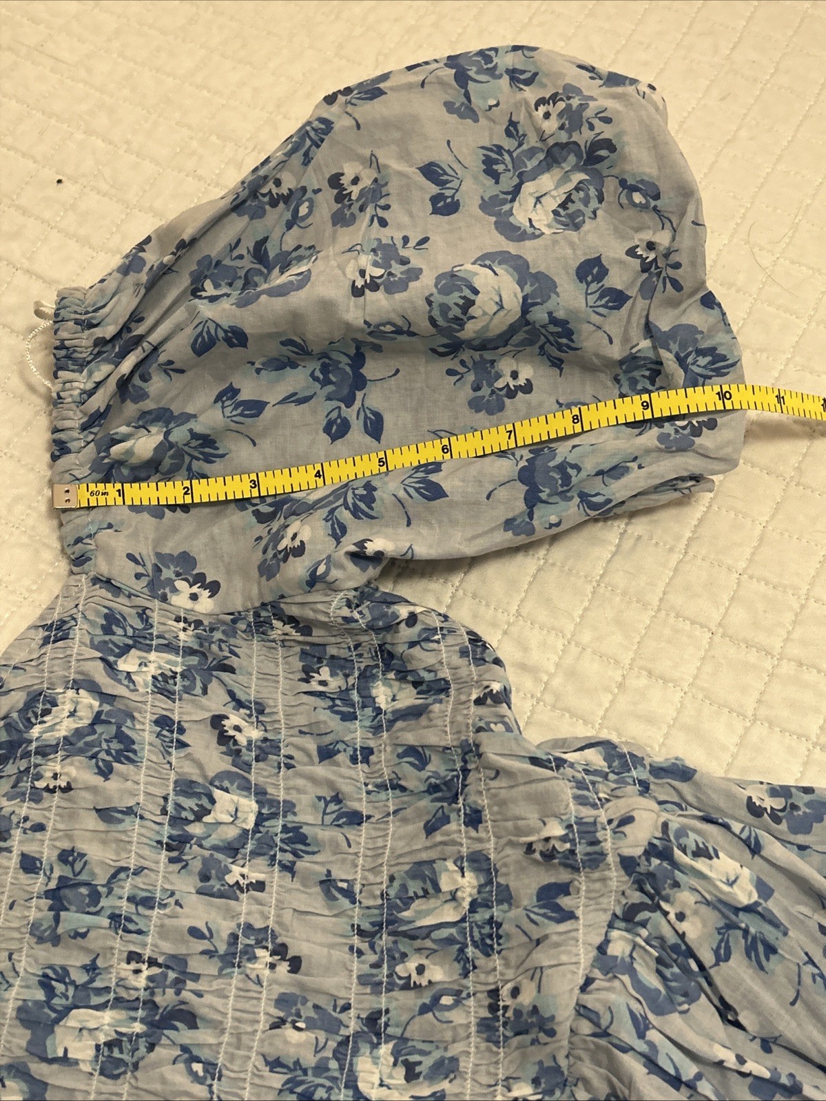 Simply Southern Medium Blue Puff Sleeve Savannah Maxi Dress Flower Cotton Boho