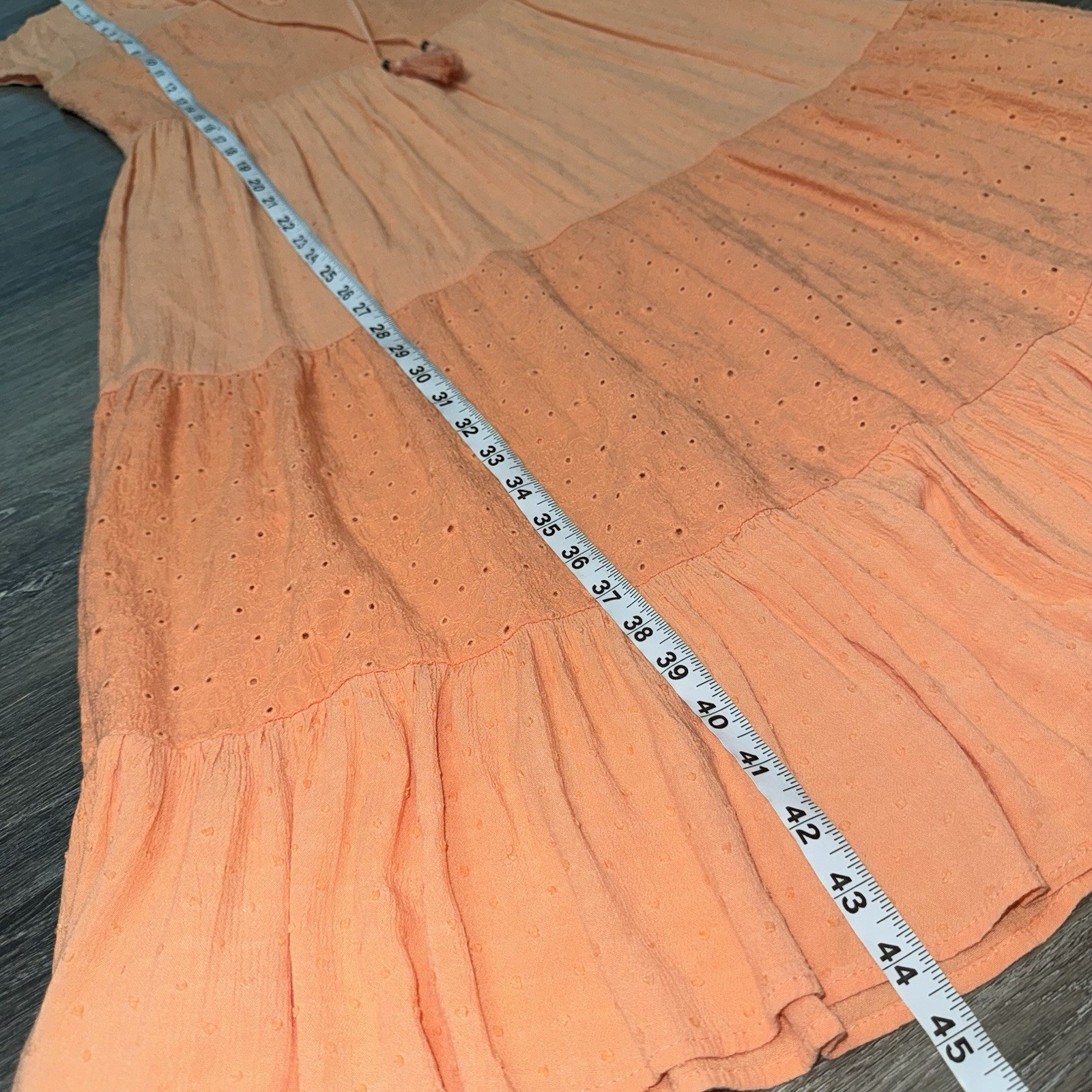 Kate & Sam Dress Womens S Peach V-Neck Tiered Fairy Cottagecore Prairie Peasant