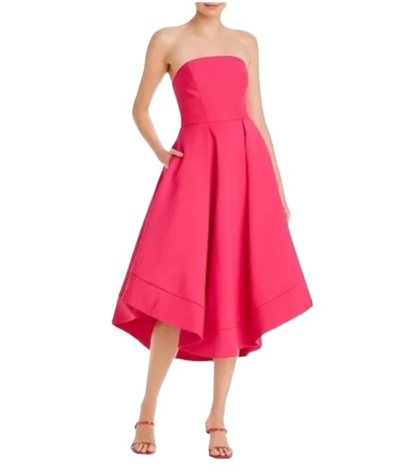 C/Meo Collective Dress Sz 4 Making Waves Hot Pink Fuchsia Strapless Party Preppy