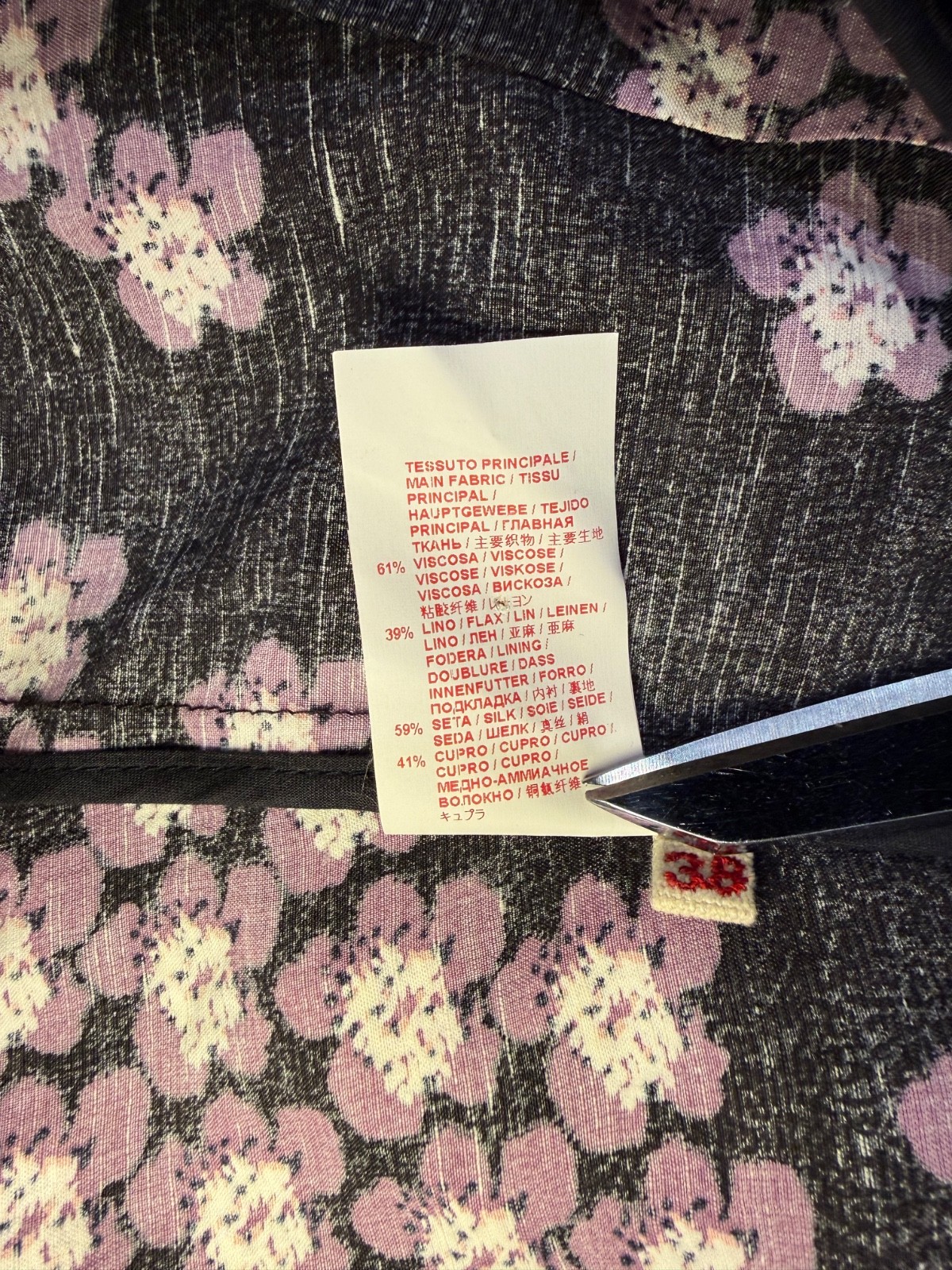 2014 MARNI Cherry Blossom Print Viscose Linen Deep V-Neck Sun Dress SIZE IT38 S