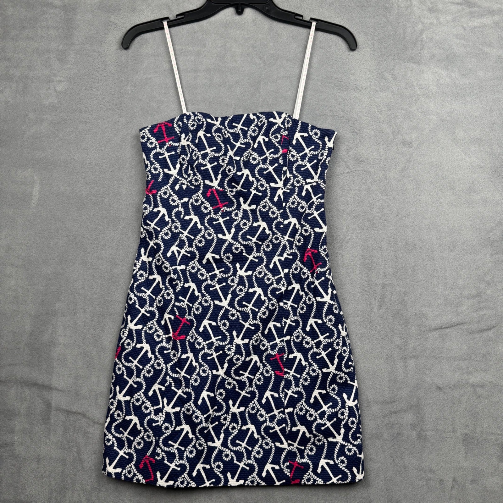 Lilly Pulitzer Strapless Clyde Mini Dress Anchor Nautical Size 0 Navy Pink White