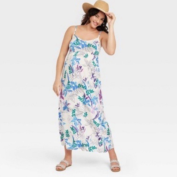 Isabel Maternity by Ingrid & Isabel Tie-Back Floral Maxi Boho Dress NWT