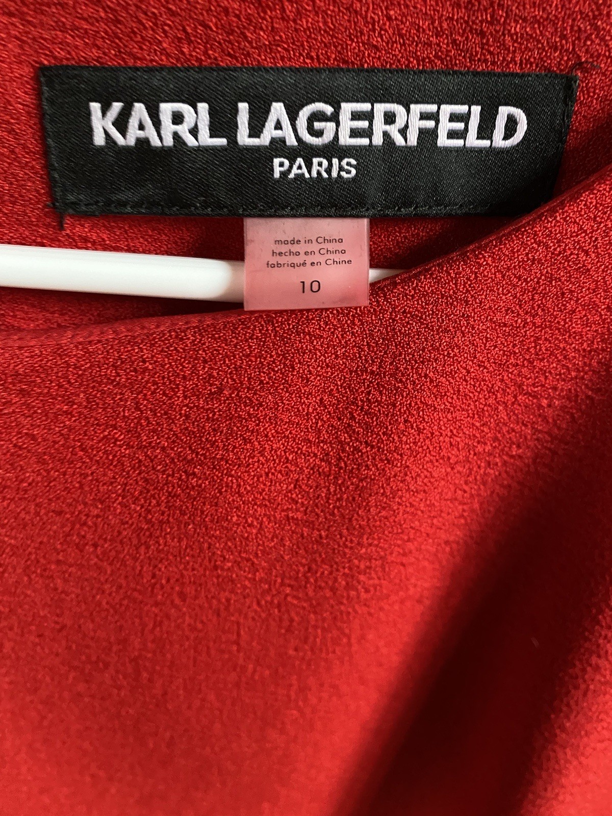 Karl Lagerfeld Red Sheath Dress 3/4 Ruffle Sleeve Size 10