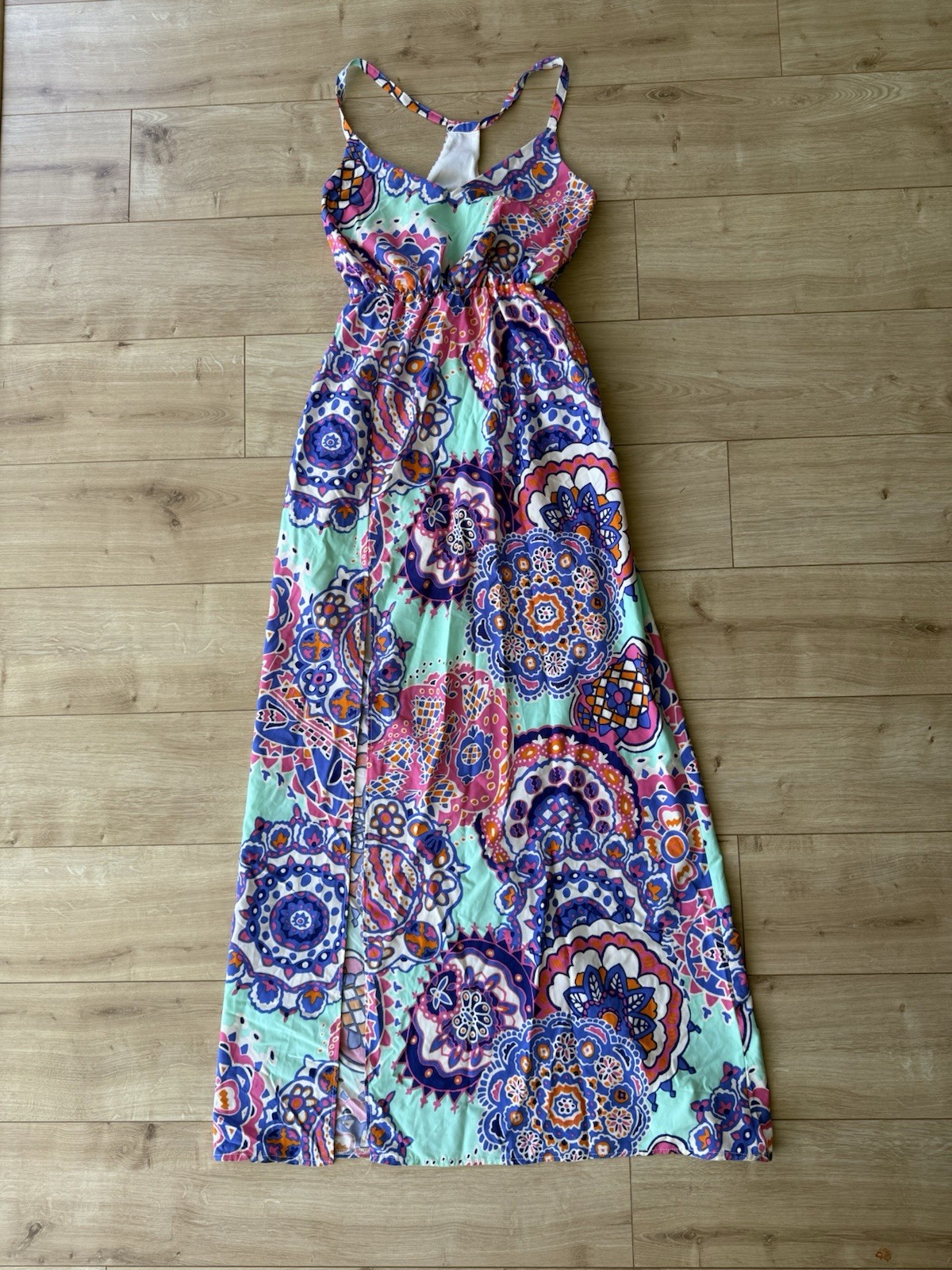 Judith March Colorful Boho Maxi Dress Small Racerback Patterned