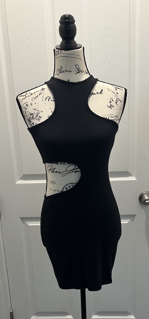 Abercrombie & Fitch Black Cut-Out Bodycon Sleeveless Dress Size XXSP NWT