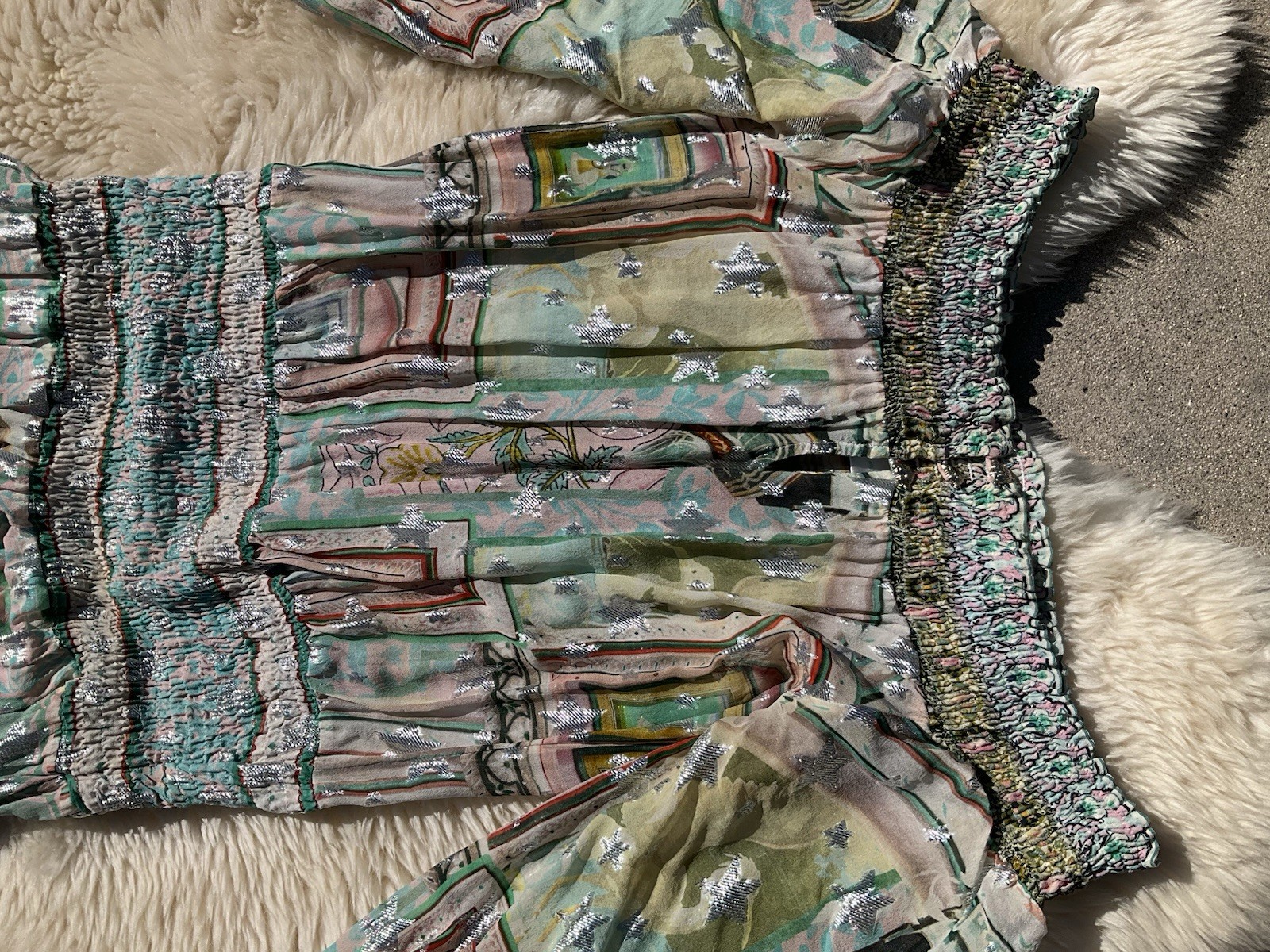Camilla Off Shoulder Shirred Dress Size L Matriarch Musings Long $699 Stars