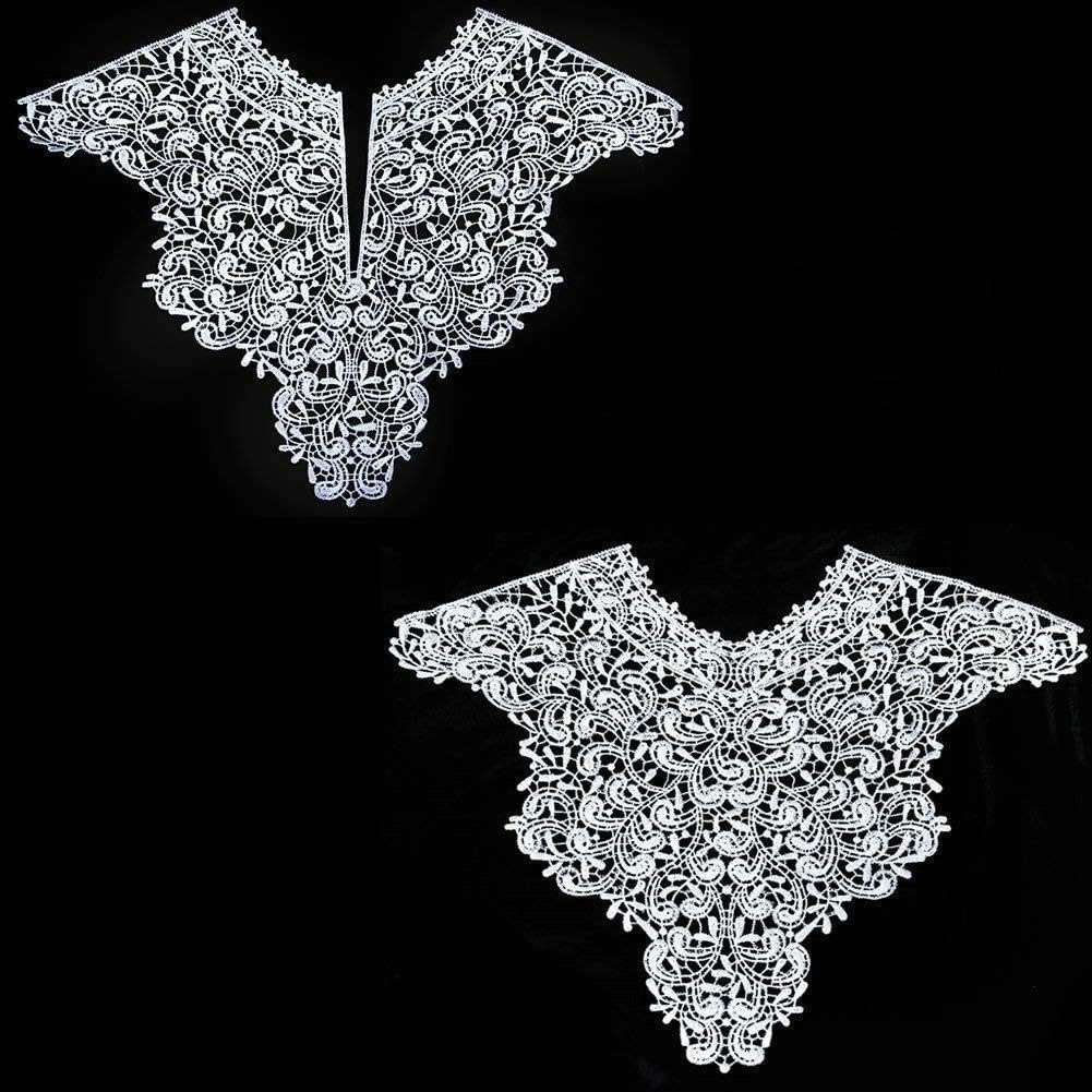 1 Sets (Front/Back) Pink/Red/Black/White Lace Neckline Collar Beautiful Flower L