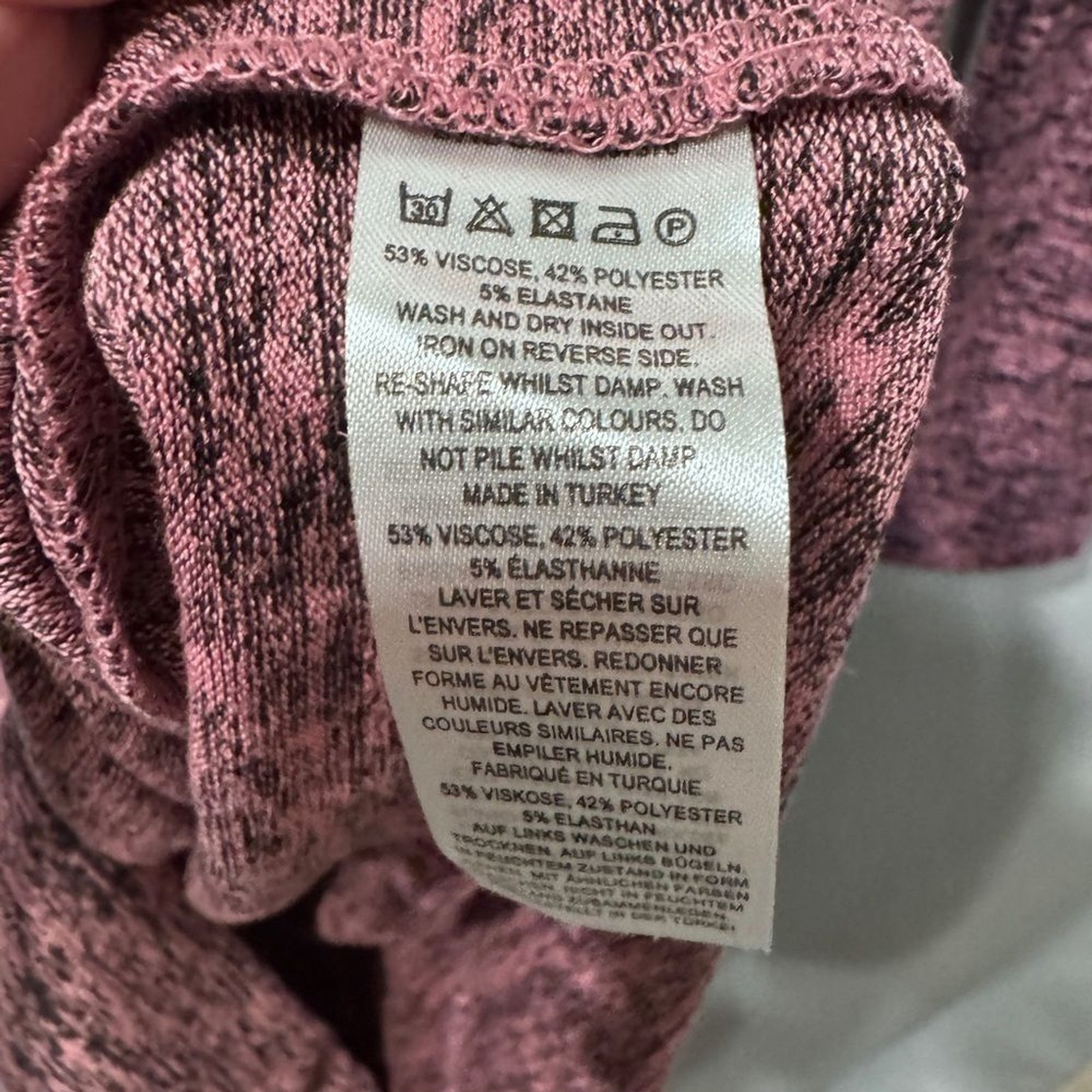 French Connection- NWT- Mini Sweater Dress- heathered pink/purple/black medium