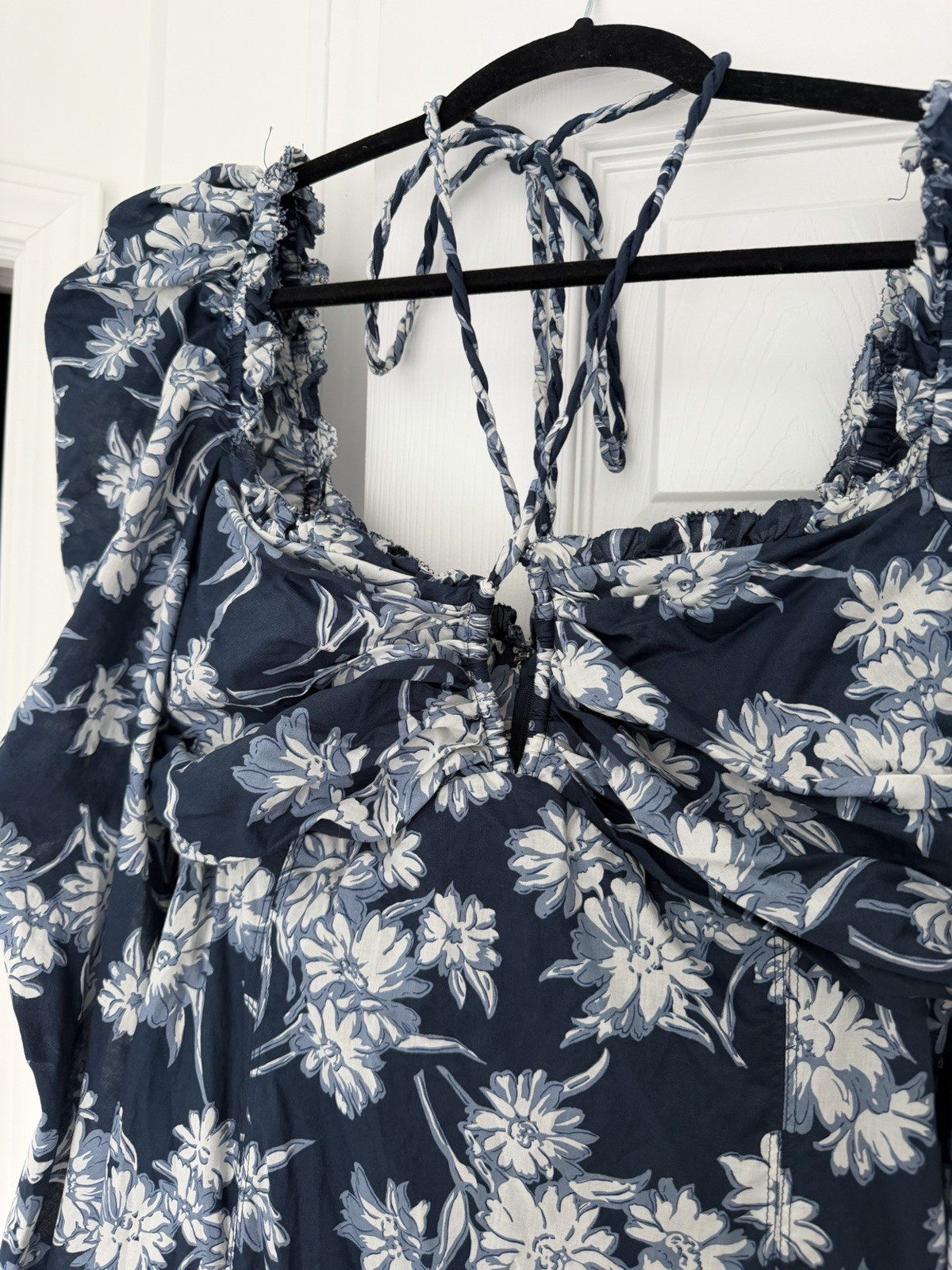 Polo by Ralph Lauren Navy floral Midi Dress with tie Back