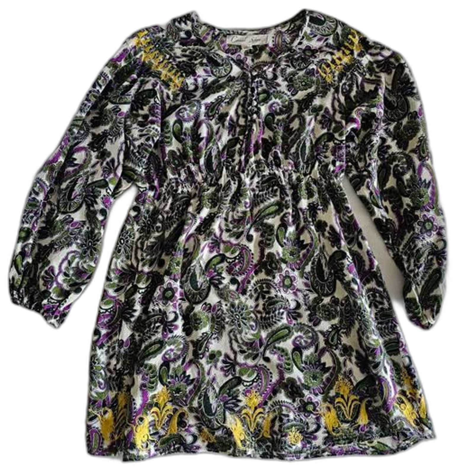 Casual Sfera Paisley Purple & Green Darling Natural Fabric Dress sz S