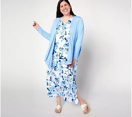 Belle by Kim Gravel Petite Better Dress Shrug Set Indigo Rose,Petite XXS A634849