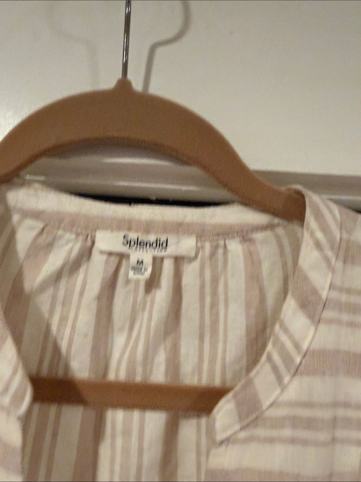 Splendid livia linen blend Cream and Light Taupe Striped Maxi Dress med
