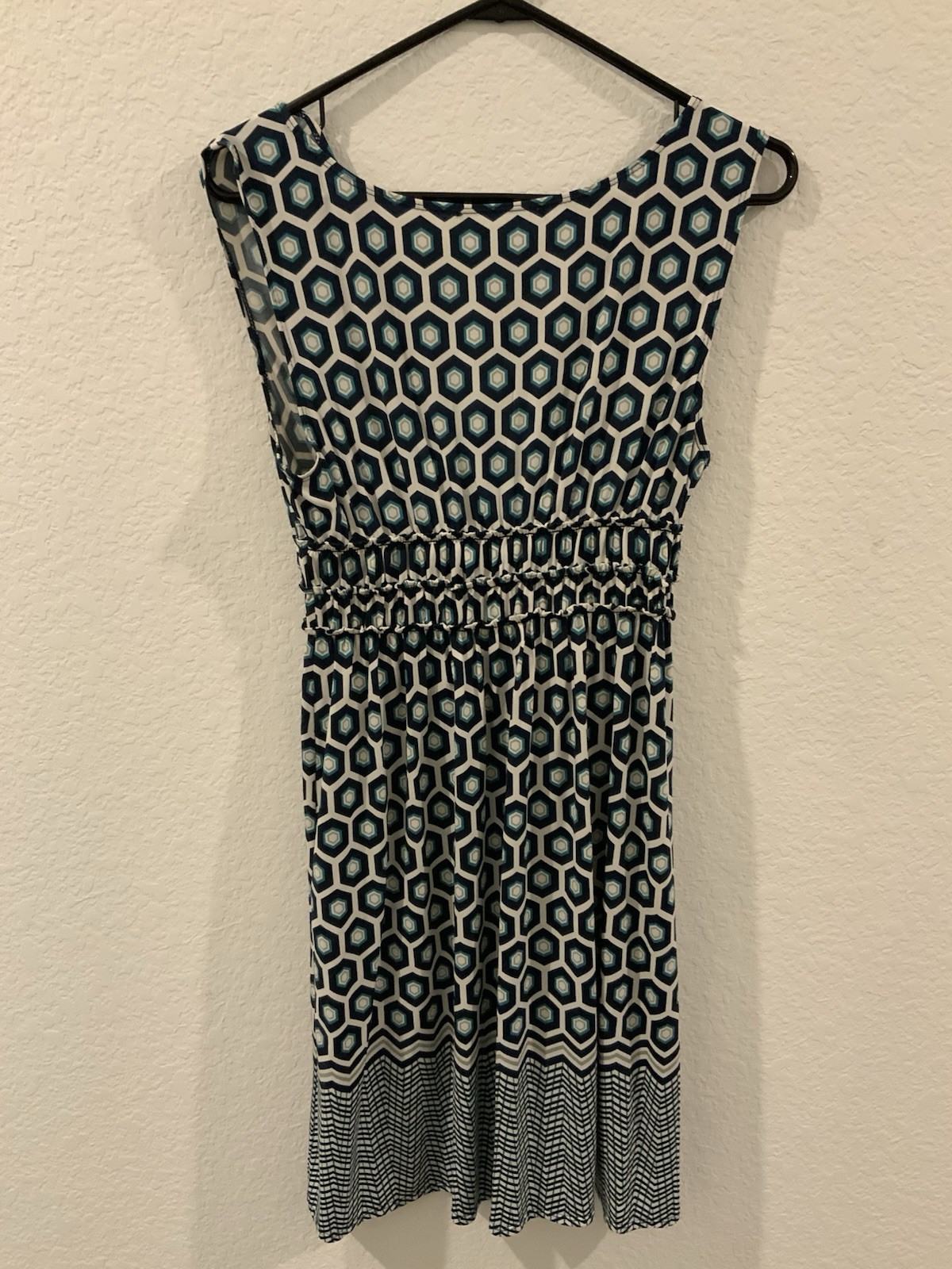 Max Edition Women’s Blue Polyester V Neck Sleeveless Knee Length Dress Size LP