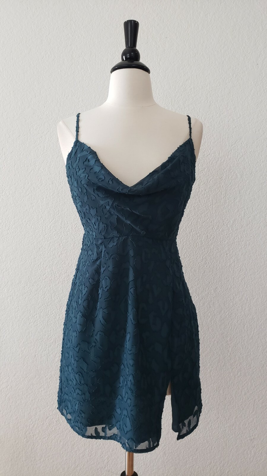 New Dress Size Small Teal Green Holiday Textured Cowl Neck Chic