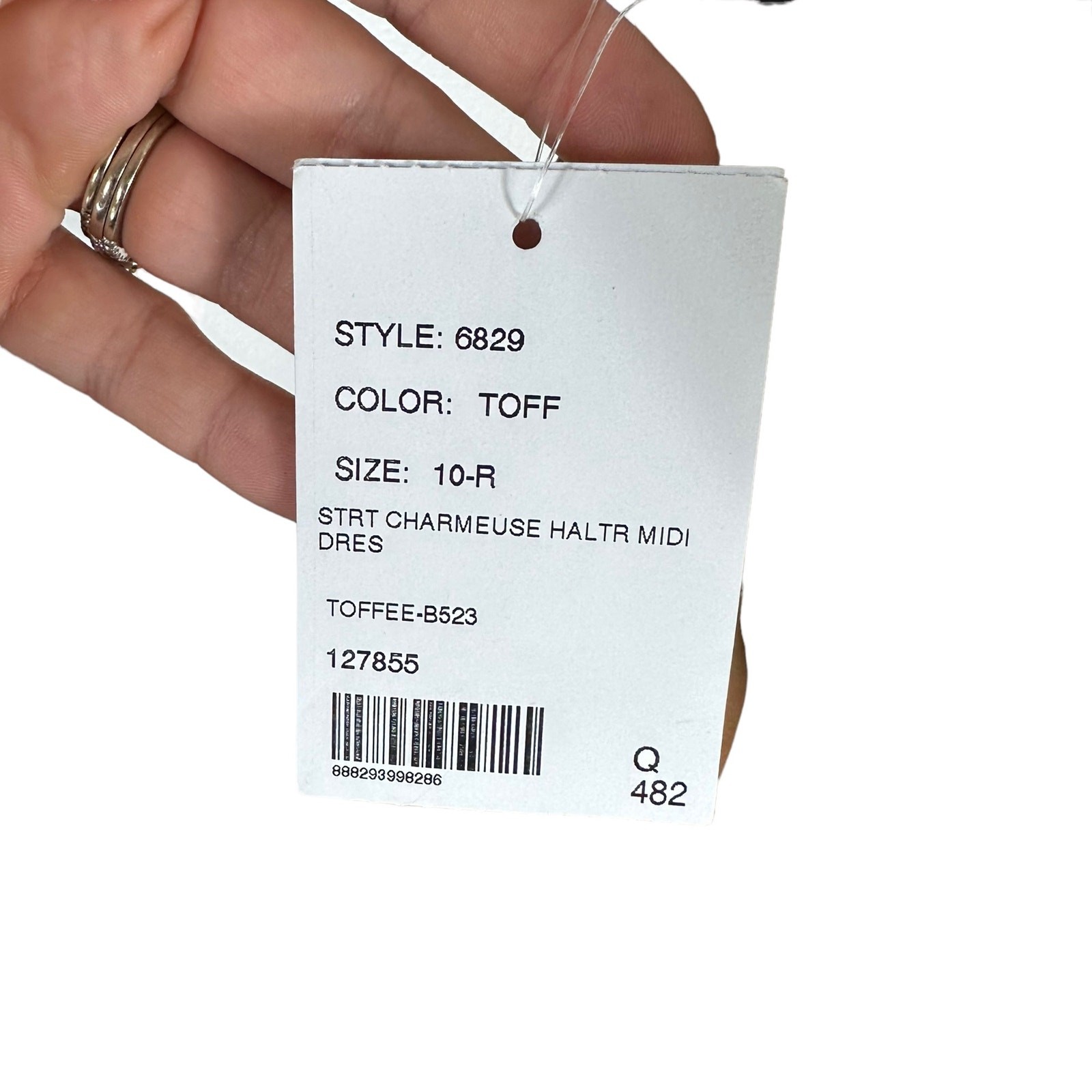 AFTER SIX 6829 Toffee Copper Straight Charmeuse Halter Midi Dress Size 10R NWT