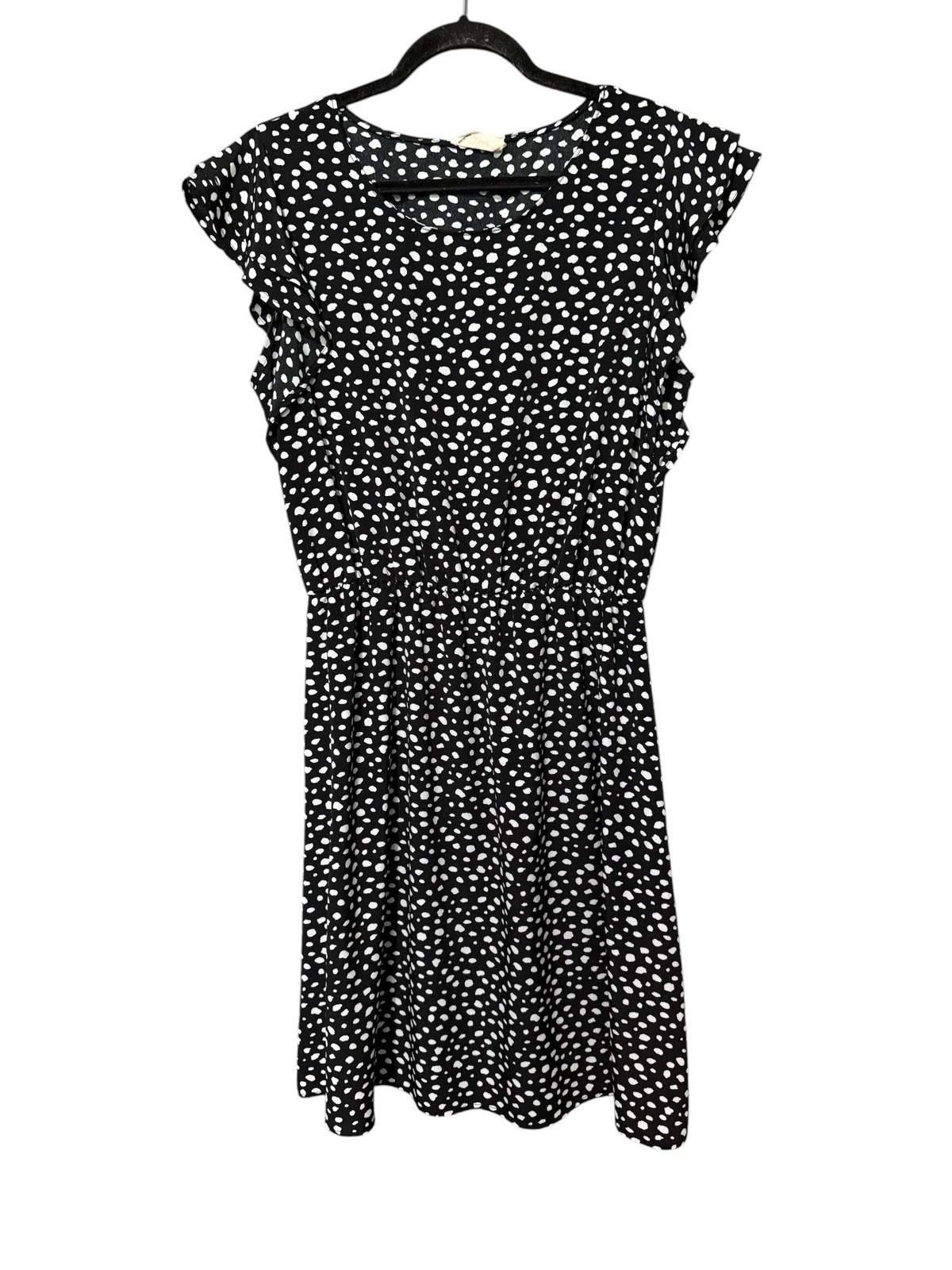 Betsey’s Boutique Shop Scattered Dot Flutter Sleeve Dress Black White XL USA