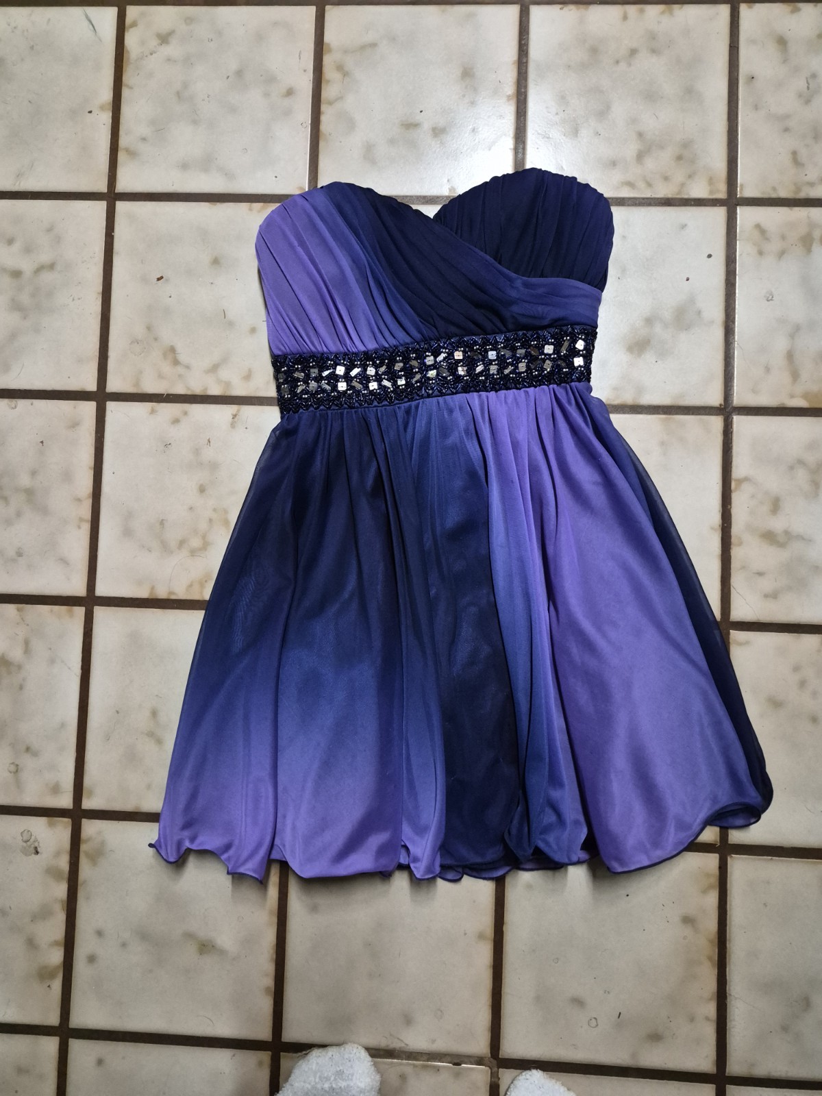 Sequin Hearts Dress Juniors Size 5 Purple & Blue Strapless Party Dance Prom