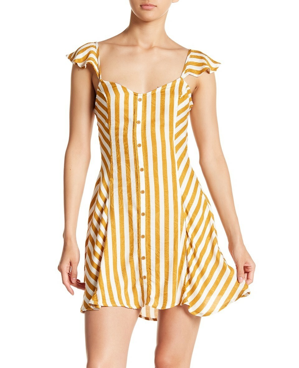 Love, Fire 153596 Women’s Flutter Cap Sleeve Dress Sudan Stripe Sz. XL