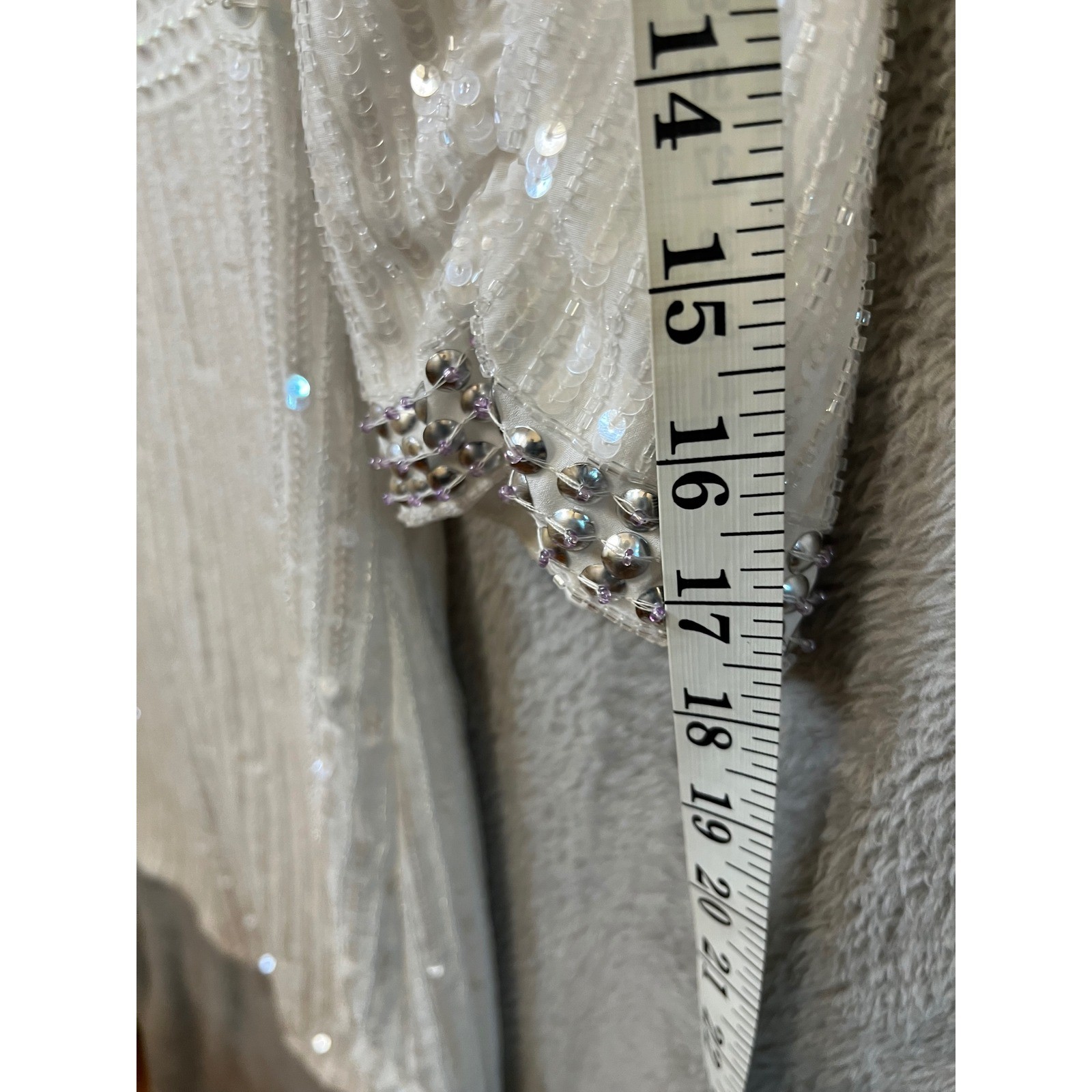 Parker White Pearl Beaded Sequin Flapper Dress Gatsby Glamour Party Size 6 EUC