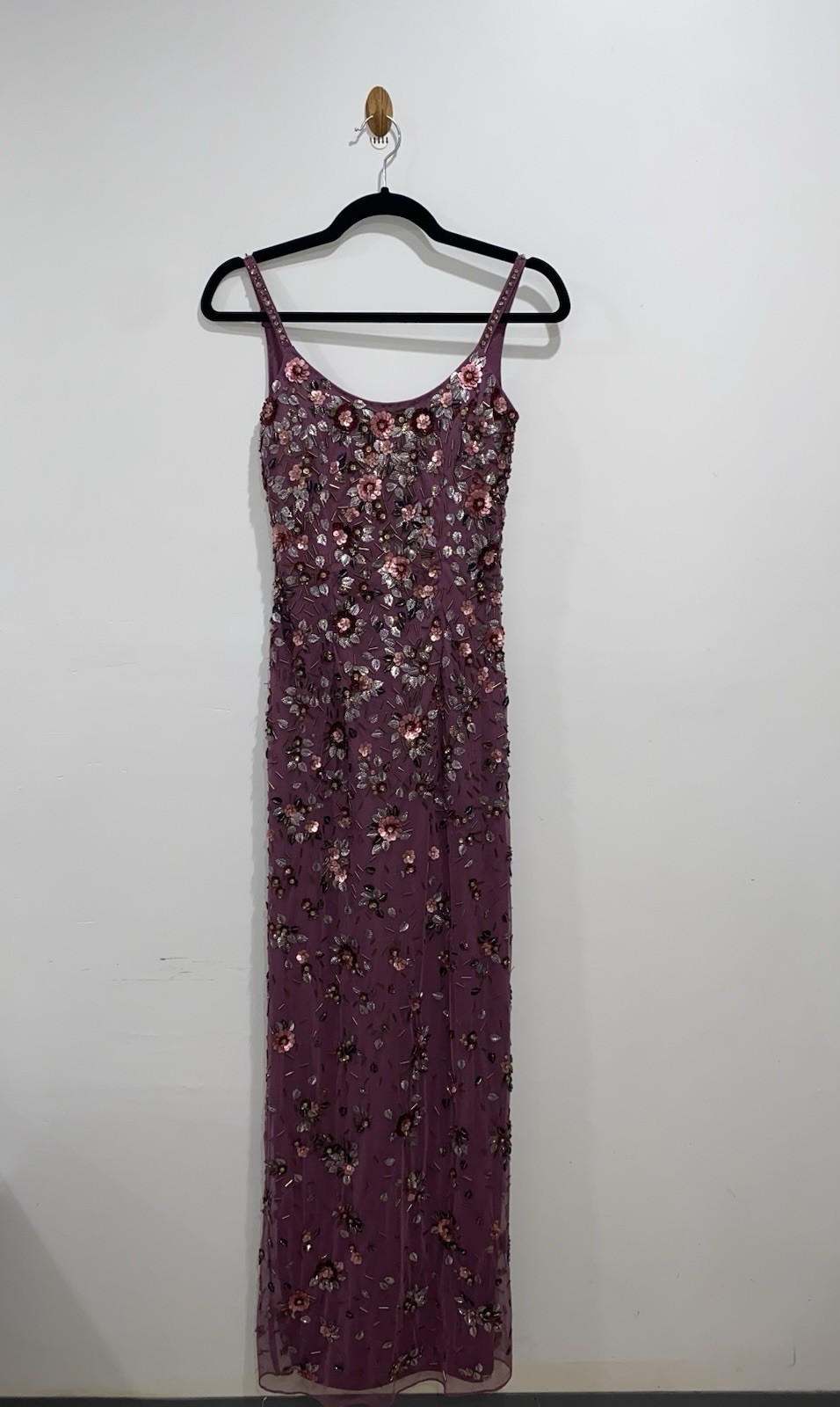 Mac Duggal Women’s Floral Embellished Scoop Neck Evening Gown