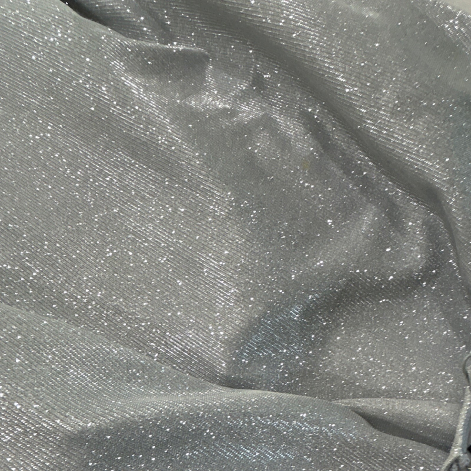 Crystal Doll Silver Satin Glitter Beaded Strappy Long Gown Dress Size 5 V-Neck