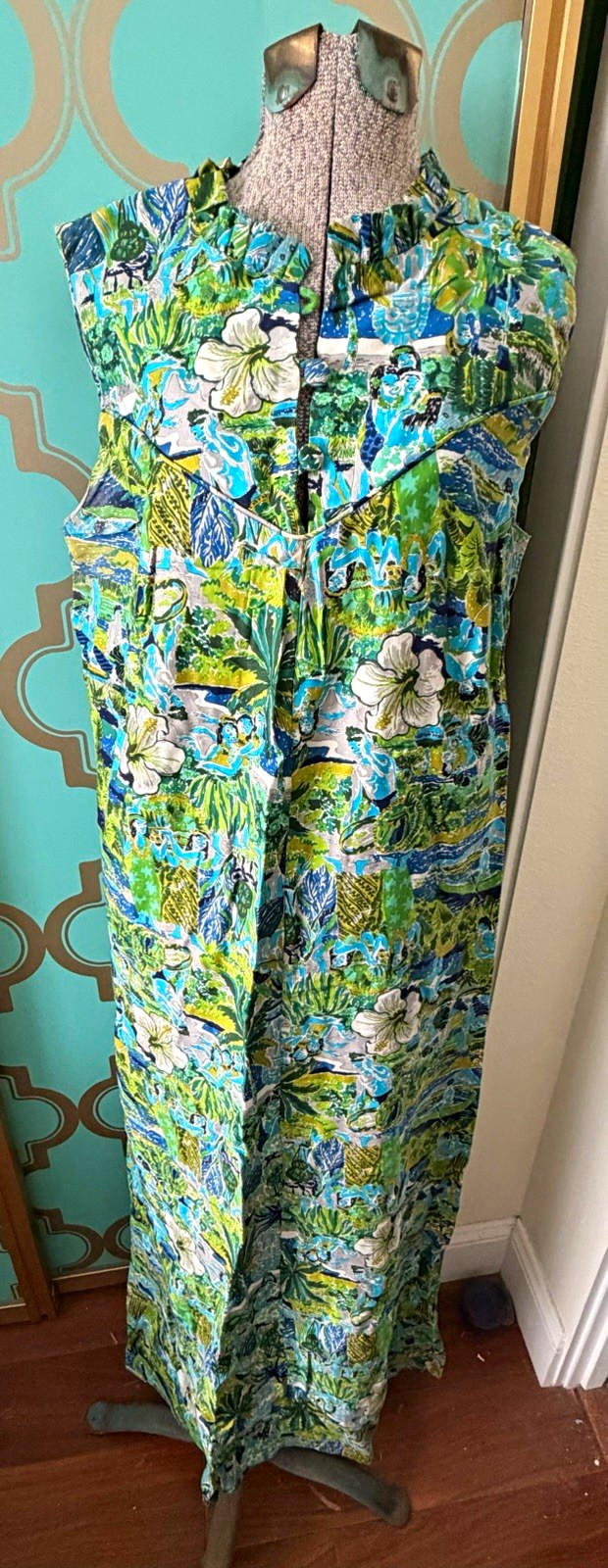Vintage 60s/70s Liberty House Hawaii 2-Piece Maxi Dress & Matching Shirt Set