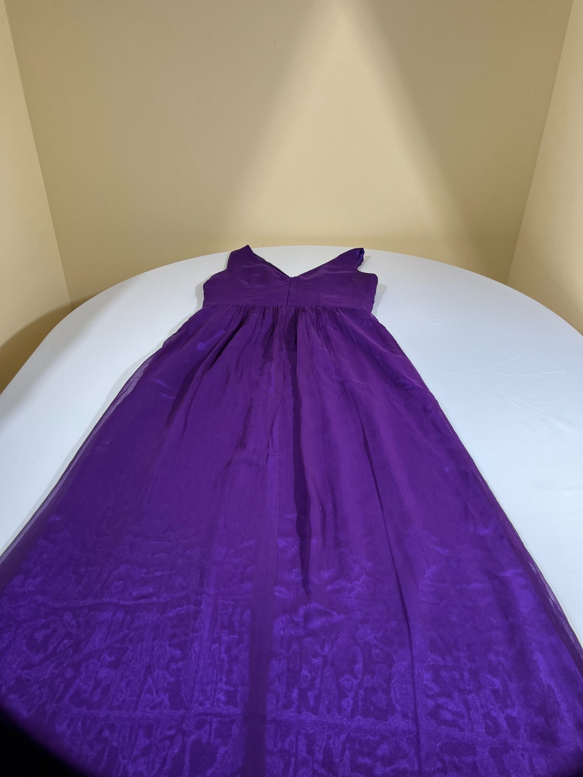 Deep Purple Chiffon Maxi Dress Ruched V Neck Evening Gown Whimsygoth Prom 15.5