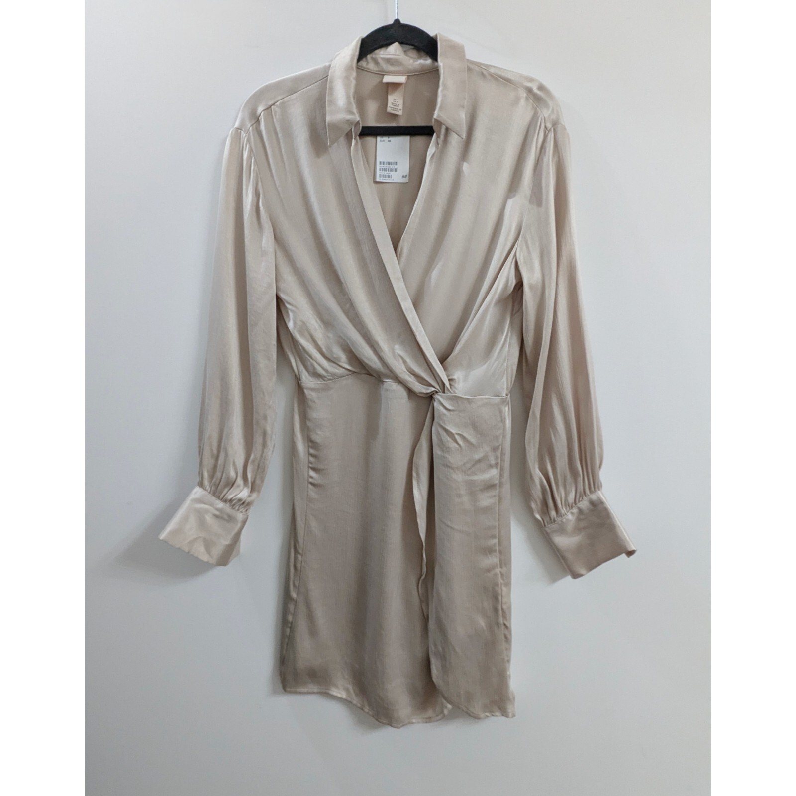 H&M Low-cut V-neck Wrapover Tunic with Draped Knot Detail Size 6